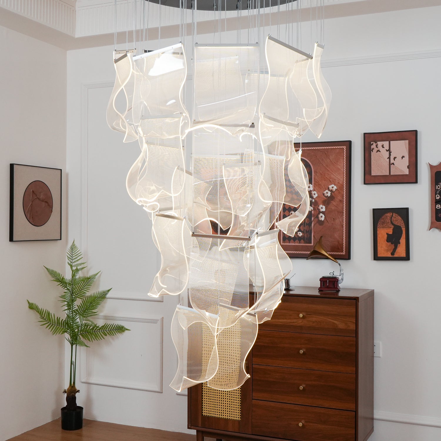 Modern Acrylic LED Chandelier - Energy Efficient Crystal Ceiling Light Fixture for Dining Room, Bedroom & Living Room Decor