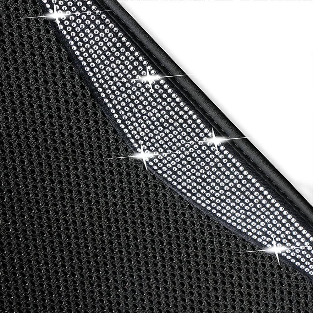 Luxury Diamond Rhinestone Car Floor Mats - Waterproof, Anti-Slip Ice Silk Foot Liners for Women (White, 5-Piece Set) | Perfect for Sedans, SUVs & Luxury Vehicles - Adds Elegance & Protection to Your Car Interior