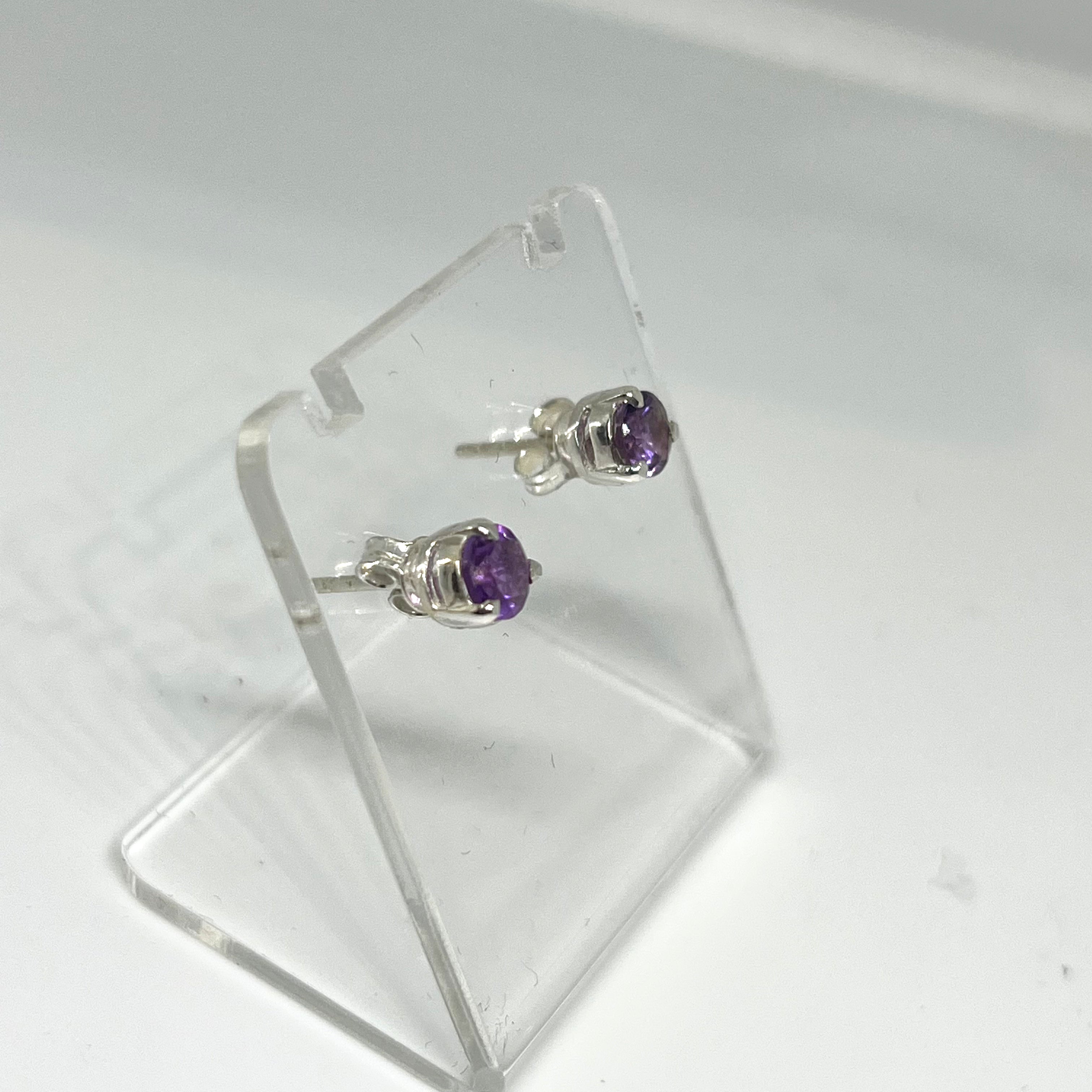 5mm Round Faceted Gemstone Stud Earrings - 3 Prong Set (PSE005) | Elegant & Durable for Daily Wear, Parties & Gifts