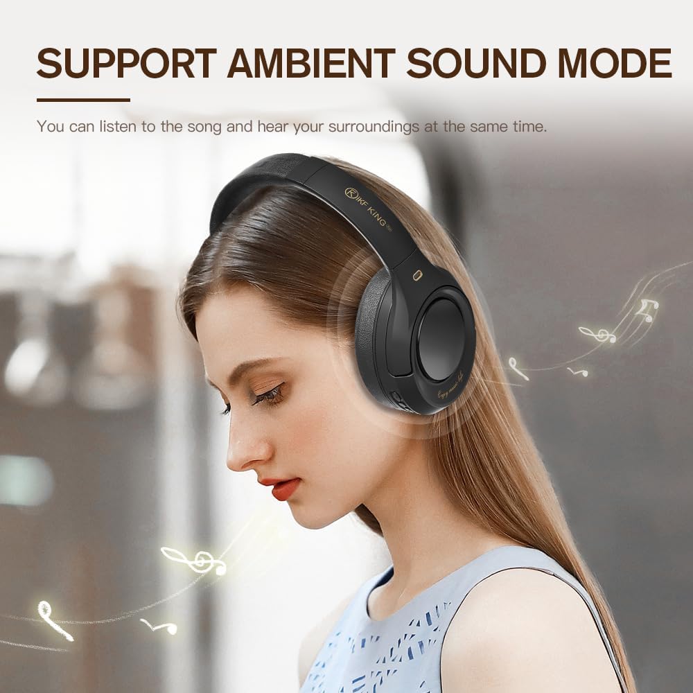 iKF King Pro Hybrid Active Noise Cancelling Headphones - Bluetooth 5.3 Wireless Headset with HiFi Sound, Deep Bass & 125H Playtime for Travel, Work & Gaming | Built-in Mic, Multipoint Connection (Black)