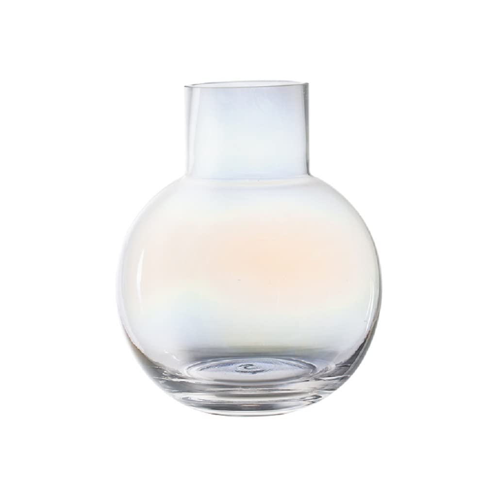 Stylish Clear Glass Flower Vase - 18cm Round Modern Home Decor for Fresh Flowers, Green Plants & Centerpieces | Perfect for Living Room, Dining Table & Wedding Decorations (Color: B)