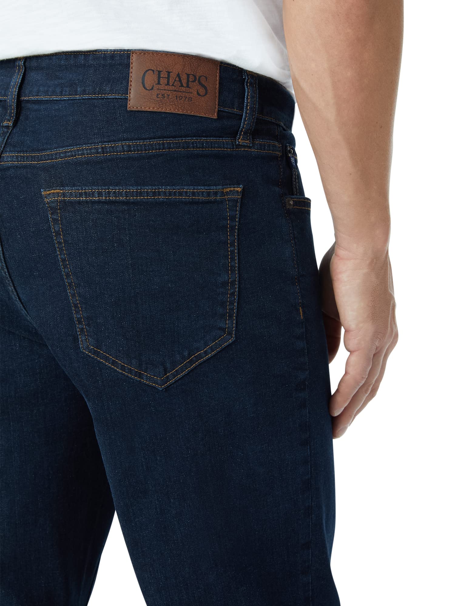 Chaps Men's Straight Leg Comfort Stretch Denim Jeans - Regular & Slim Fit for Everyday Wear | Casual, Office & Weekend Outfits