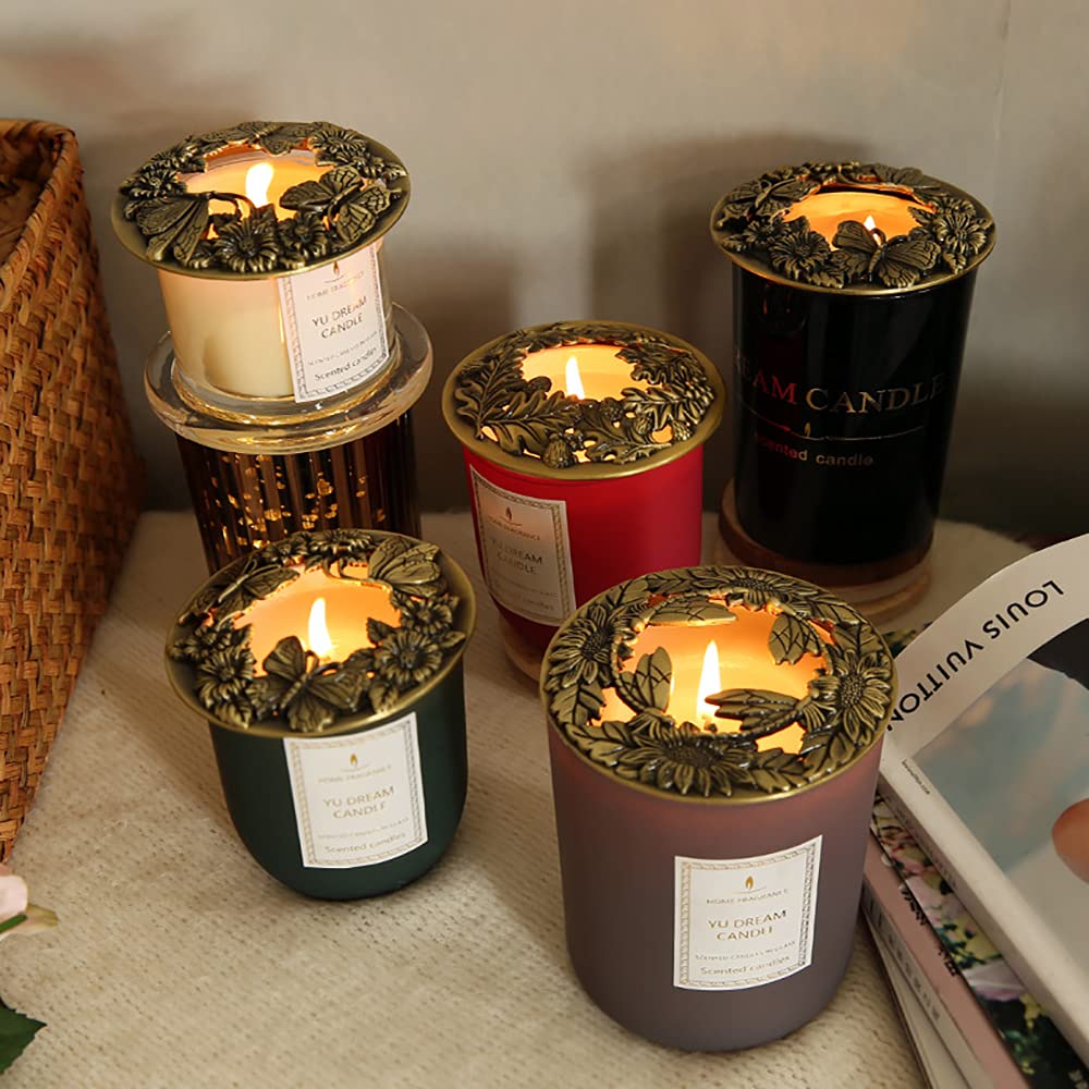 Vintage Metal Candle Topper Lids - 2.8