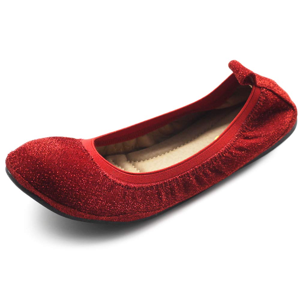 Ollio Women's Glitter Slip-On Ballet Flats - Comfortable Casual Shoes for Everyday Wear | Perfect for Work, Office, and Daily Outfits