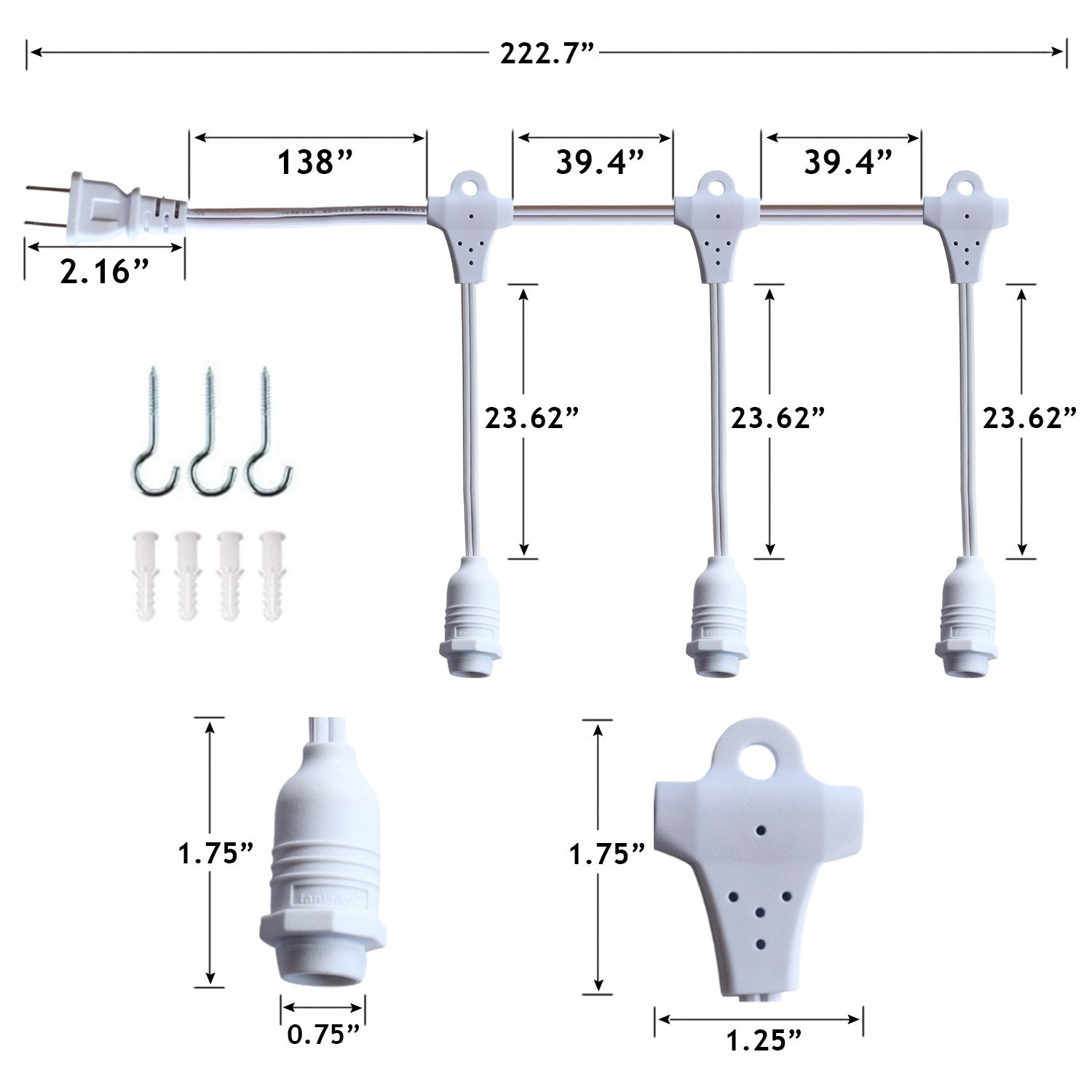 3 Pack 30 Inch White Weatherproof Outdoor Plastic Star Lanterns with LED Bulbs & Lamp Cord - Waterproof Christmas Decorations for Patio, Garden, and Holiday Lighting