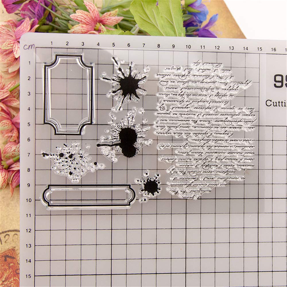 Clear Rubber Stamps for Scrapbooking & Card Making - Ink Marks Dots English Sentiments Background Stamps (A1376) | Perfect for DIY Photo Albums, Journals & Decorative Crafts