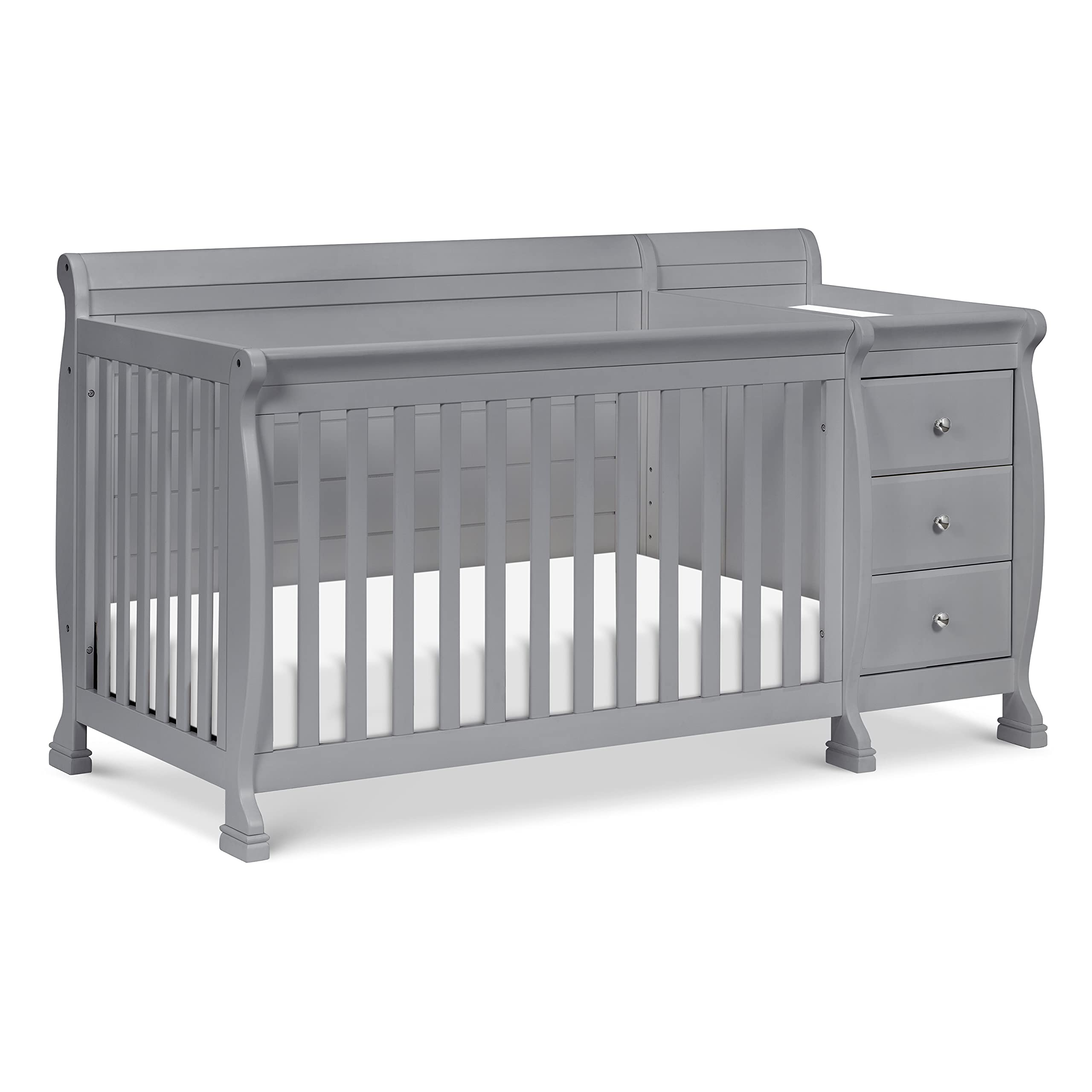 DaVinci Kalani 4-in-1 Convertible Baby Crib with Changing Table - GREENGUARD Gold Certified - Converts to Toddler Bed, Daybed & Full-Size Bed - 4 Adjustable Mattress Heights - Gray - Perfect for Nursery, Bedroom & Guest Room