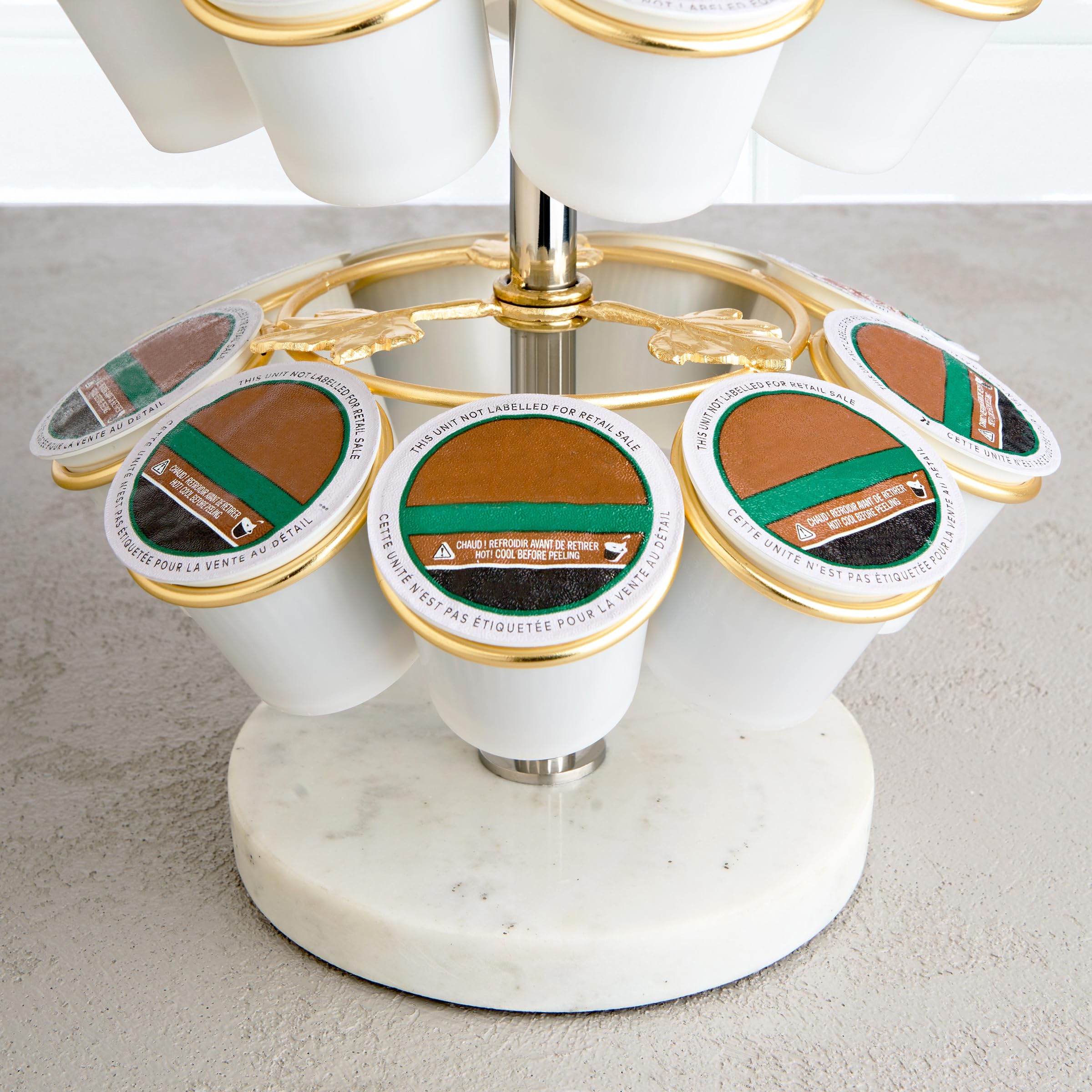 Godinger 27-Slot K Cup Holder & Coffee Pod Carousel Organizer - Spinning Marble Base for Keurig K-Cups - Kitchen Counter Storage & Decor - Perfect Housewarming Gift for Coffee Lovers (Ideal for Small Kitchens & Office Break Rooms)