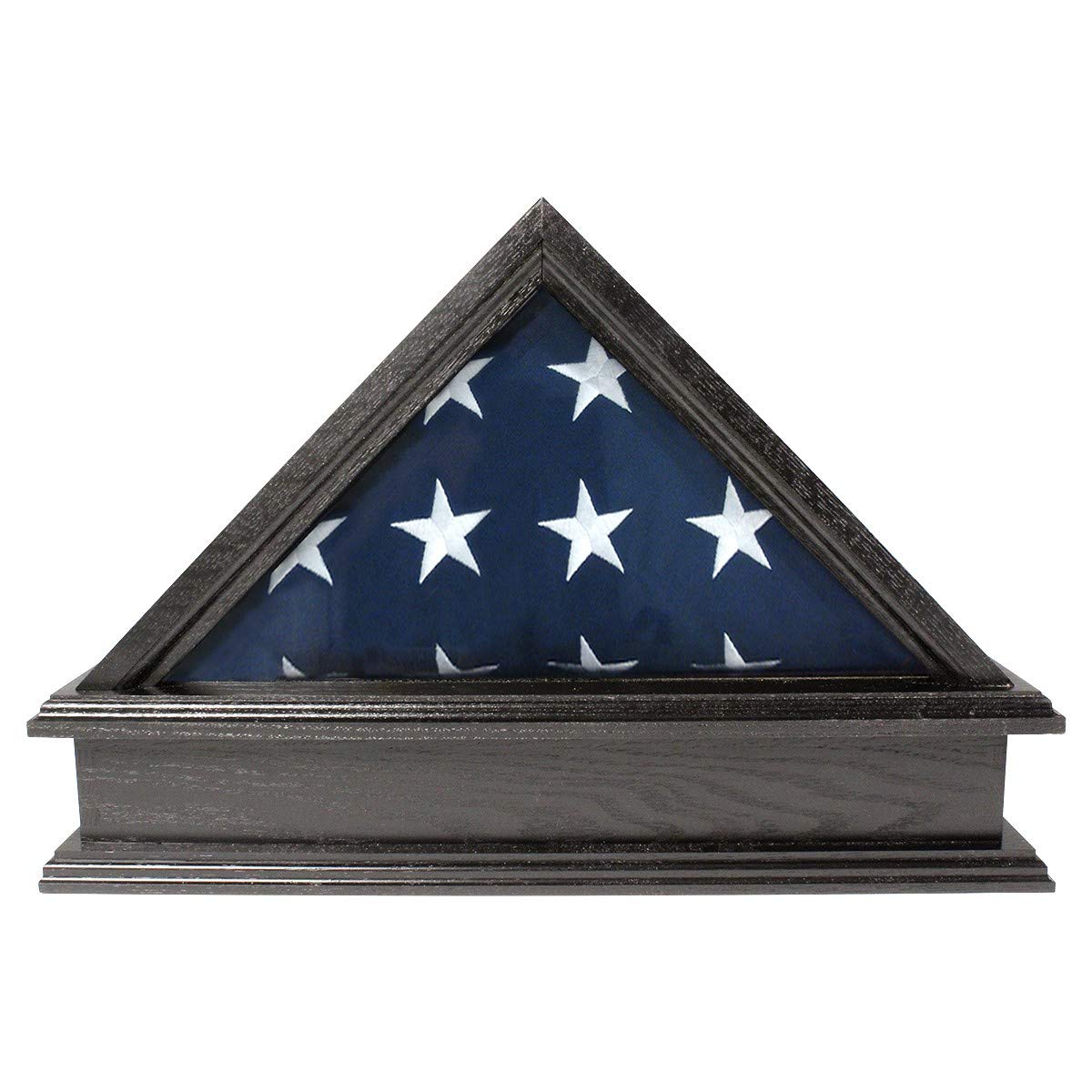 Premium Jefferson Folded Flag Display Case & Pedestal for 3x5 American Flags - Military Memorial Flag Case for Veterans Burial Ceremonies | Durable Black Finish | Perfect for Home, Office & Military Tribute Displays