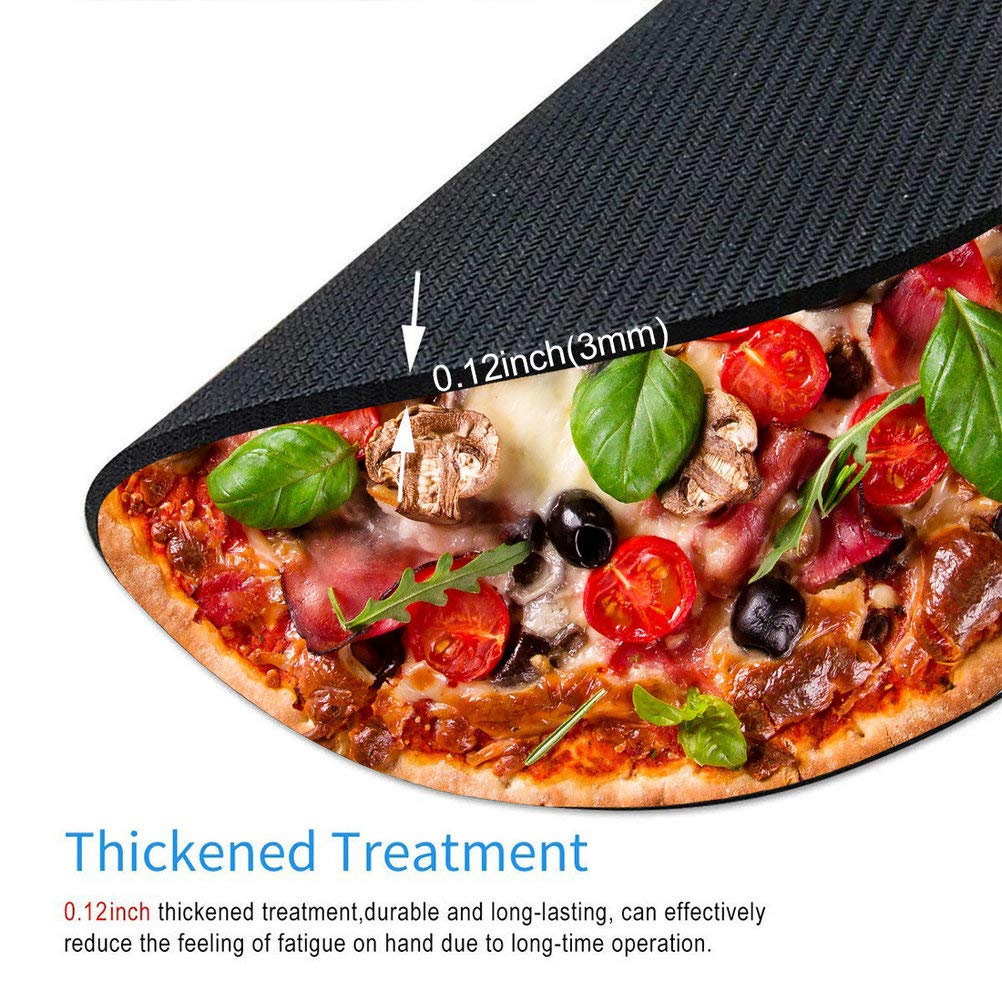 Funny Pizza Print Mouse Pad - Round Non-Slip Desk Mat for Office & Gaming - Cute Food-Themed Computer Accessories for Work, Home & Gaming Setups