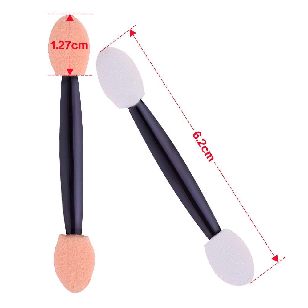 STORE77 12Pcs Disposable Double-Sided Eye Shadow Brush Set with Sponge Applicator - Oval Makeup Brushes for Professional & Home Use - Perfect for Eyeshadow Blending, Contouring & Makeup Application