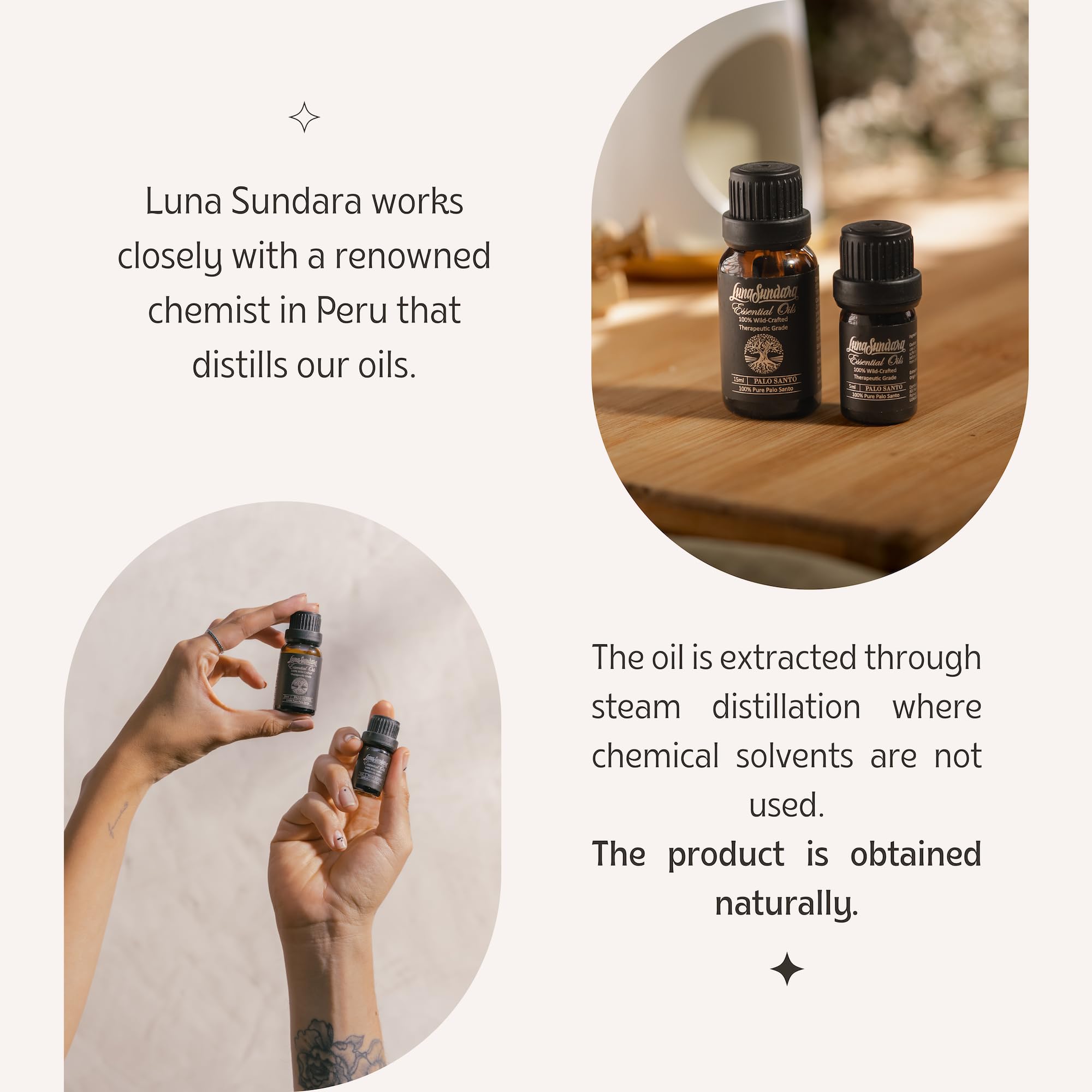 Luna Sundara 100% Pure Organic Undiluted Palo Santo Essential Oil - Wild-Crafted Therapeutic Grade Peruvian Palo Santo from Sustainable Wild Harvest - Perfect for Meditation, Aromatherapy, Spiritual Cleansing & Home Relaxation