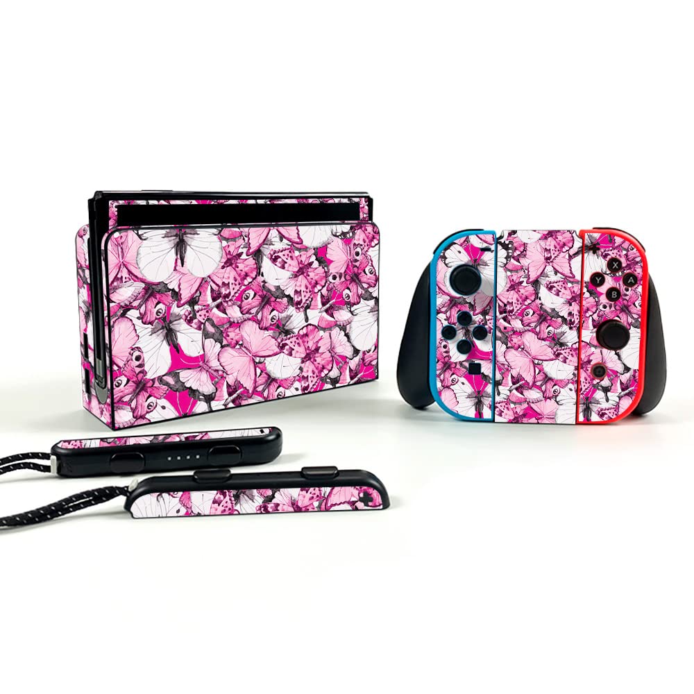 MightySkins Vinyl Decal Wrap Cover for Nintendo Switch OLED - Butterfly Design | Protective & Durable Skin | Easy to Apply & Remove | Made in USA | Perfect for Gaming, Travel, and Personalization