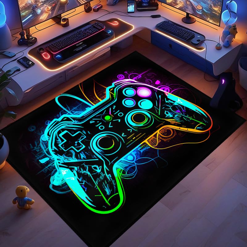 Gaming Rug for Boys Bedroom & Game Room - 36x24 Inches Soft Carpet with Cool Gamer Design (Style5) - Perfect for Esports Setup, Streaming Background & Gaming Decor