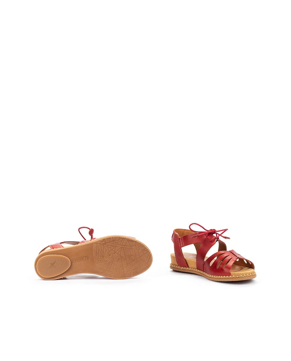 PIKOLINOS Women's Leather Flat Sandals - Marazul Coral | Comfortable & Stylish for Beach, Vacation & Summer Outfits