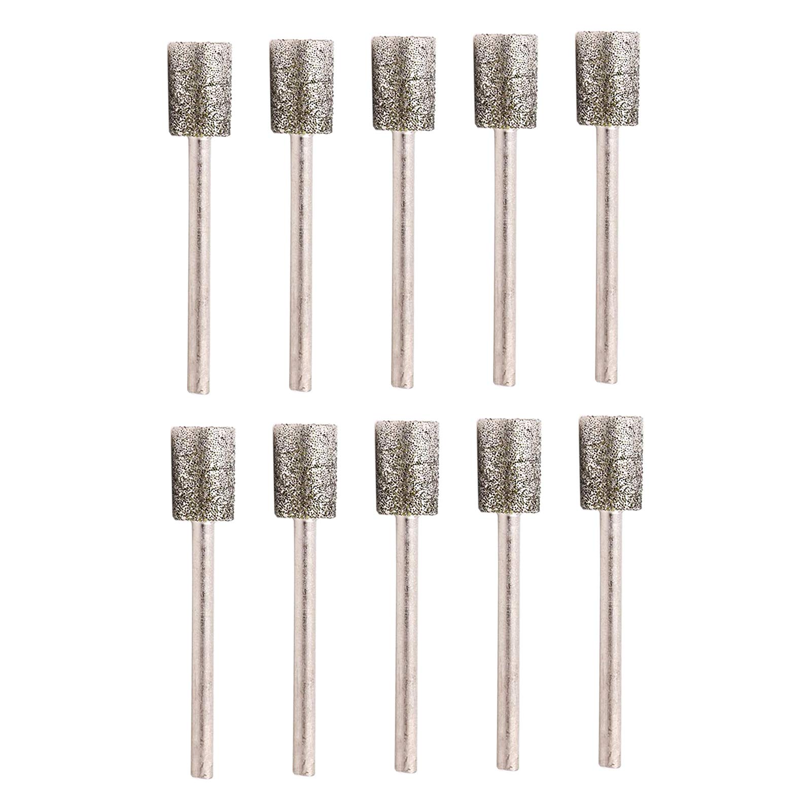 10 PCS Diamond Grinding Bits Set - 10mm Cylinder Head with 1/8