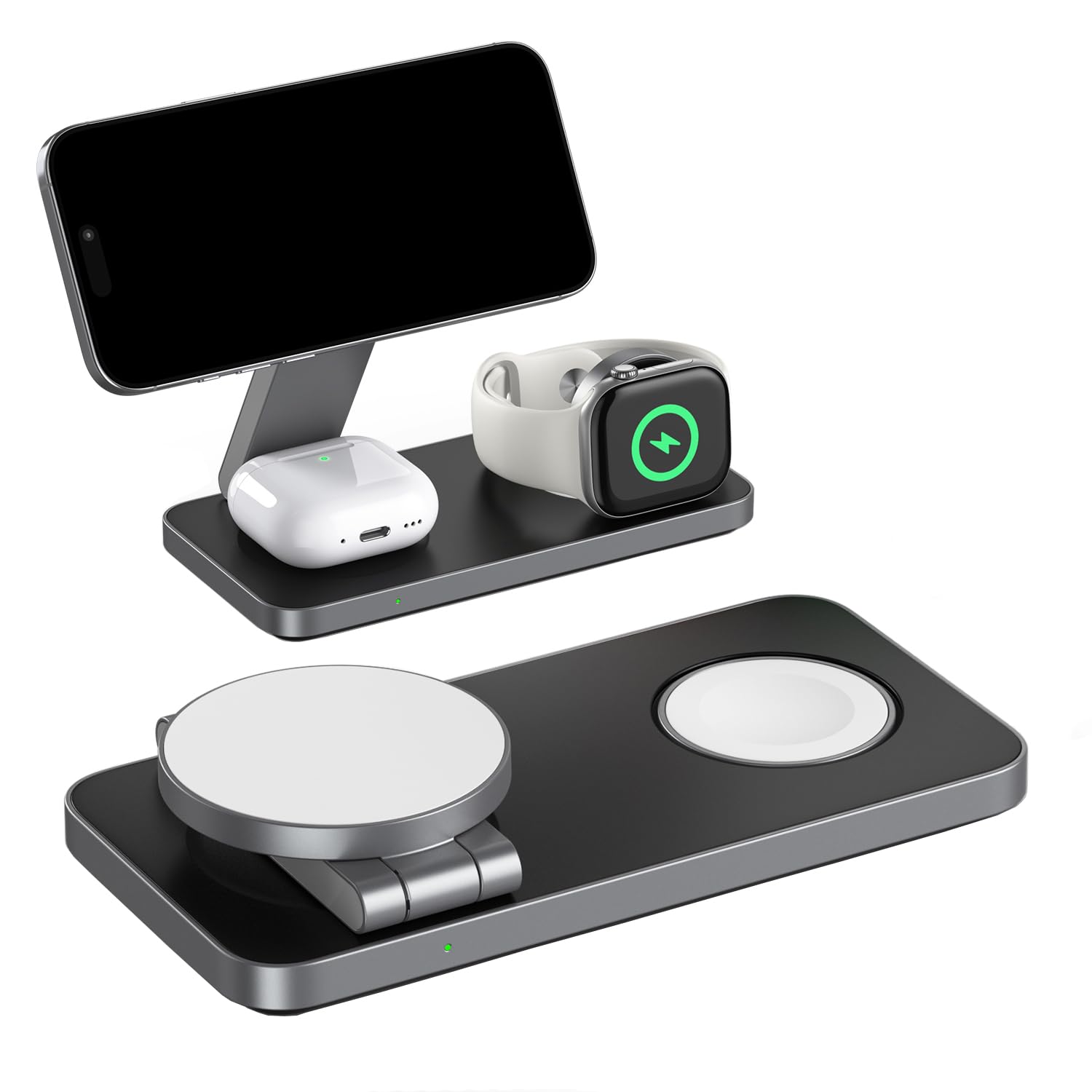 3-in-1 Magnetic Wireless Charging Station for iPhone 16/15/14/13/12 Series, Apple Watch & AirPods Pro/3/2 - Fast Magsafe Charger Stand with 30W Adapter - Perfect for Home, Office & Travel Charging Needs