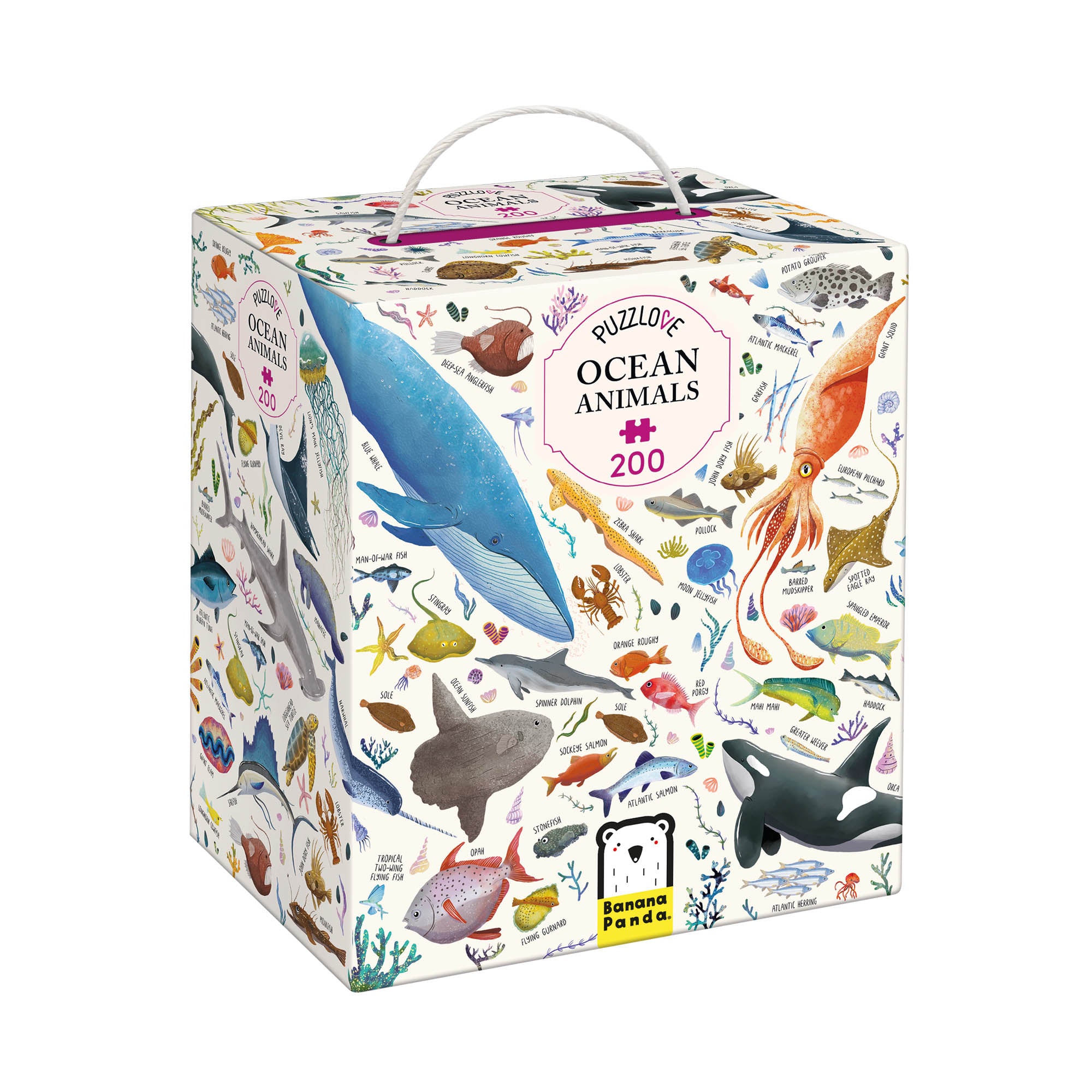 Banana Panda Puzzlove Ocean Animals 200-Piece Jigsaw Puzzle for Kids - Fun Educational Marine Life Puzzle Game for Family Game Night & Classroom Learning Activities