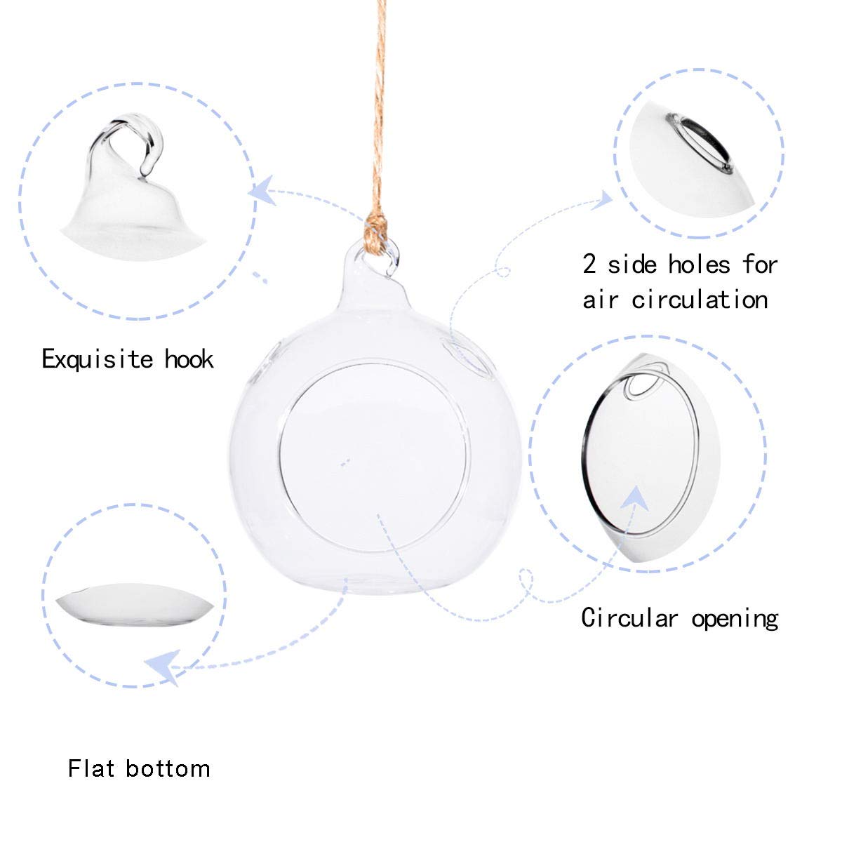 80mm Clear Glass Hanging Candle Holders - 100 Pack with 2 Side Holes for Wedding Centerpieces, Party Decorations & Home Lighting - Perfect for Weddings, Parties, Restaurants and Outdoor Events