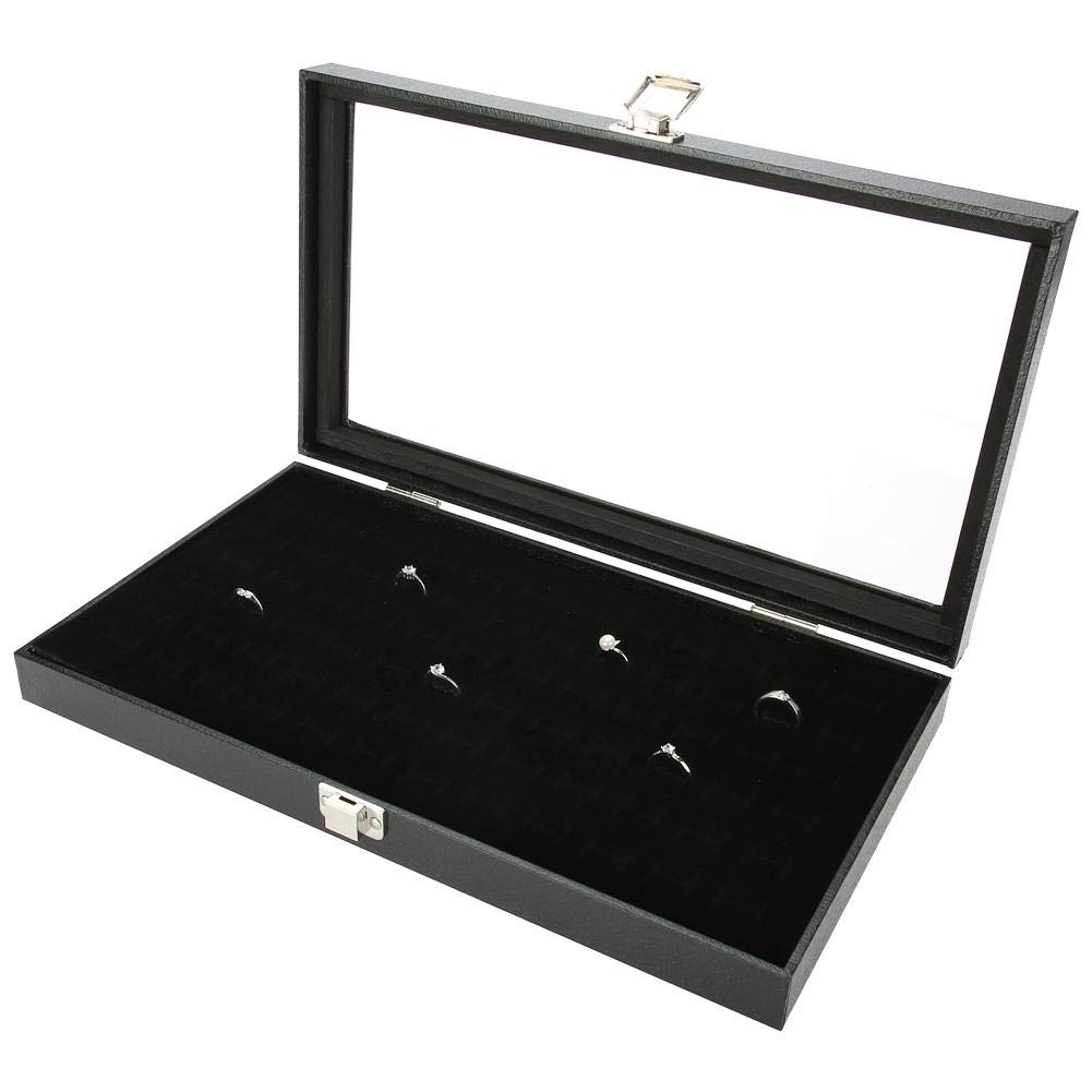 Clina Jewelry Organizer Box - 72 Ring Display Tray with Earrings Holder, Premium Jewelry Storage Case for Necklaces & Bracelets | Perfect for Home, Travel, and Retail Store Display