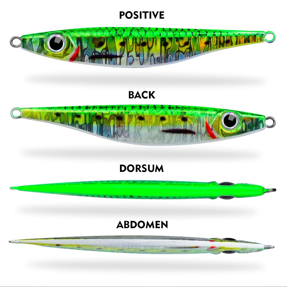 Sunlure Saltwater Fishing Jigs Set - 5pcs Vertical & Slow Pitch Jigging Spoons with Assist Hooks for Bass, Blade Baits & Paillette Artificial Lures - Perfect for Deep Sea, Offshore & Freshwater Fishing Adventures
