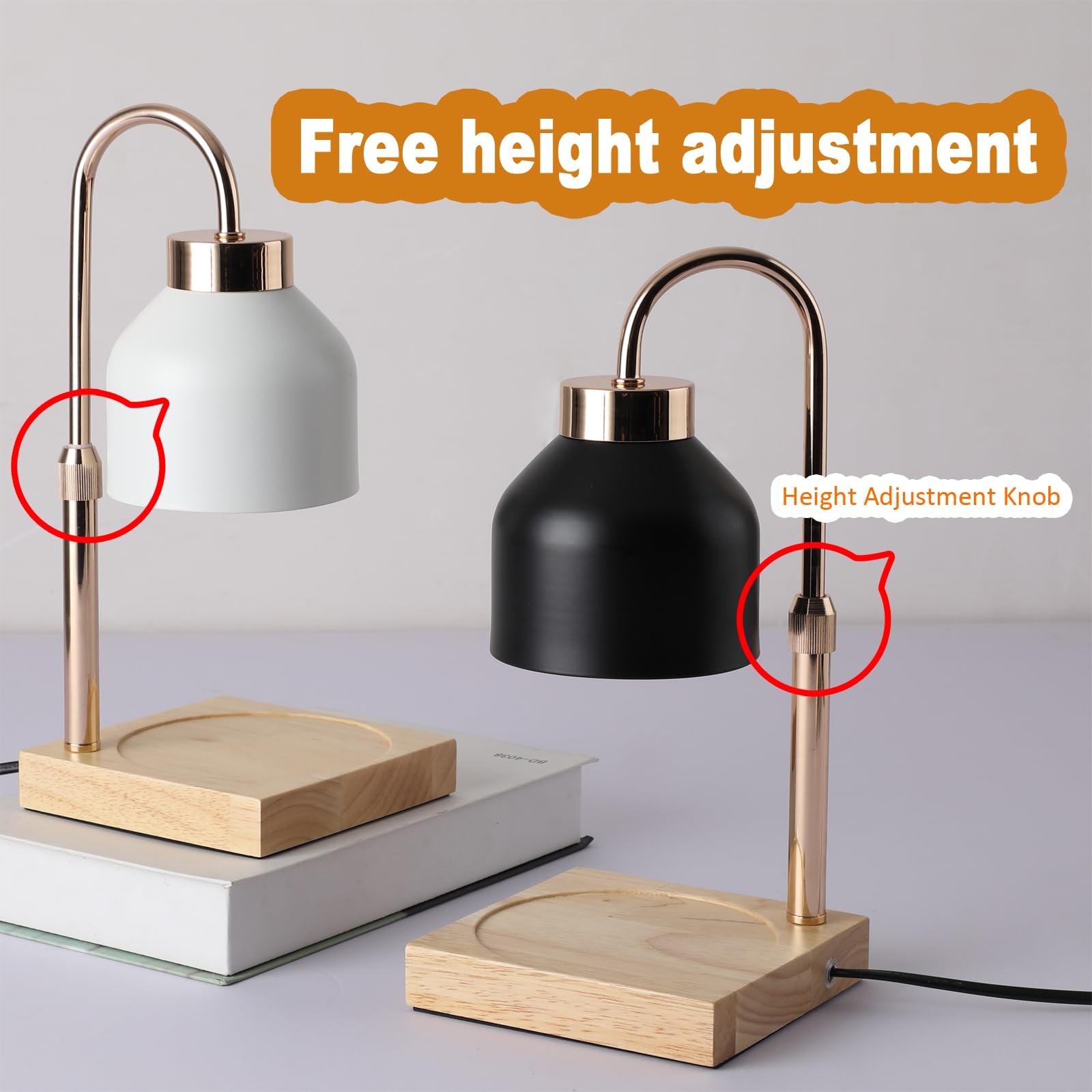 Premium Candle Warmer Lamp with Adjustable Height, Timer & Dimmable Light - Wax Melter for Jar Candles Includes 2 Bulbs (Black) - Perfect for Home Decor, Aromatherapy & Cozy Ambiance