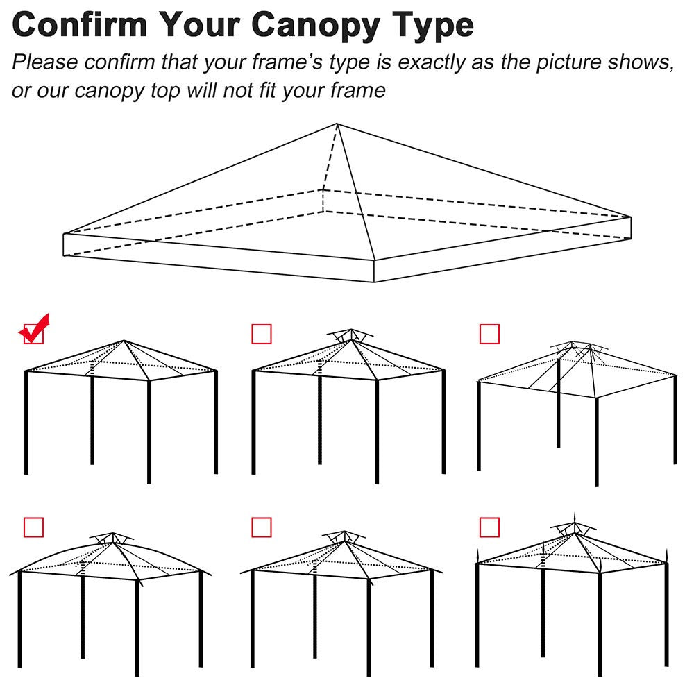 10x10 ft Garden Canopy Gazebo Top Replacement - Durable Outdoor Shade Cover for Patio, Backyard, and Picnic - TheLAShop