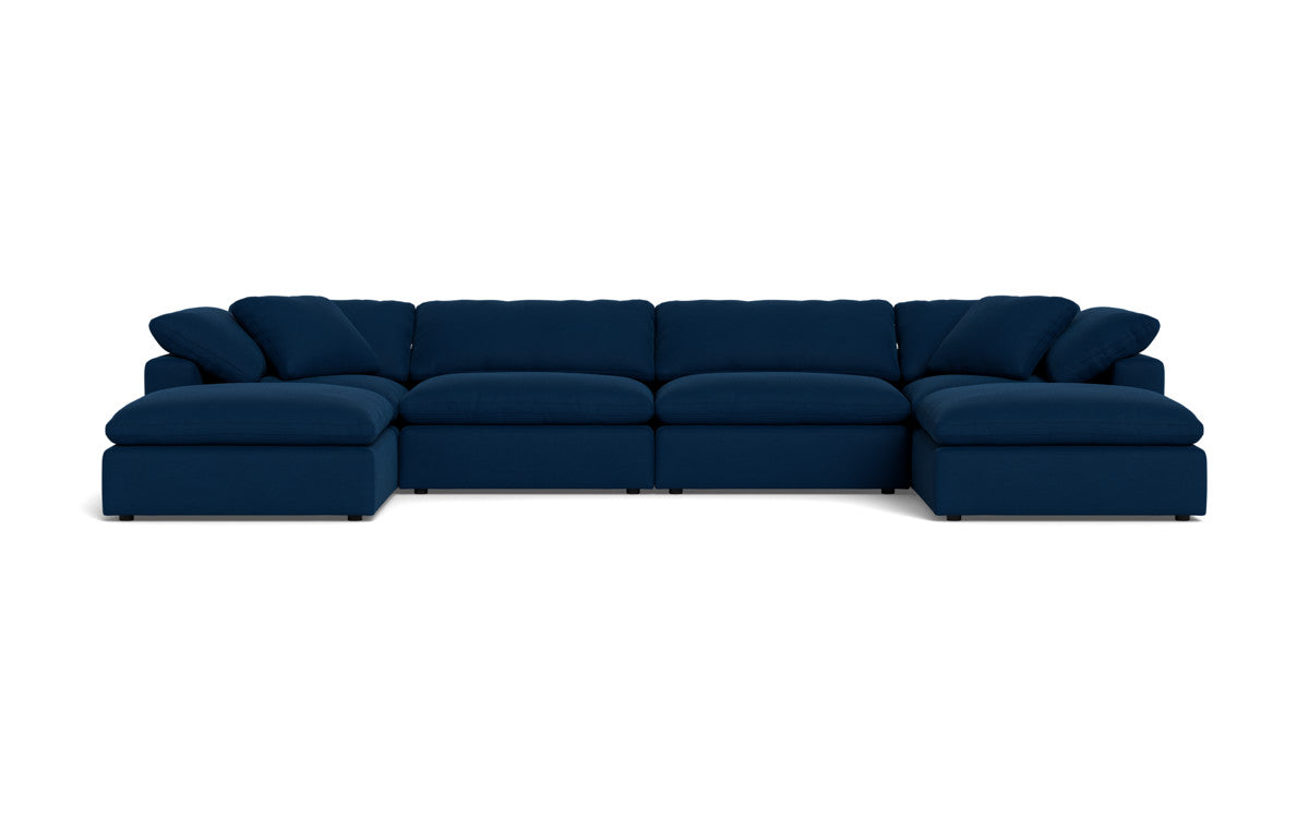 Fluffy 4-Piece Sectional Sofa with Double Ottoman - Luxurious Comfort for Living Room, Family Room or Home Theater