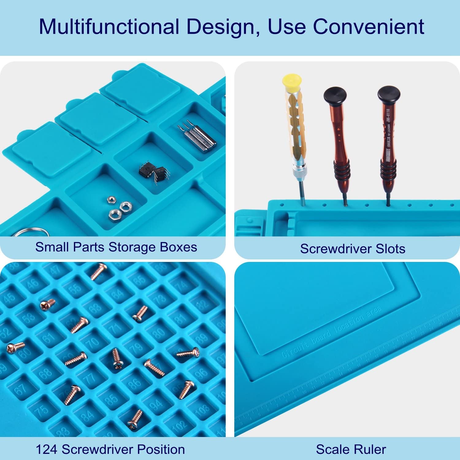 Blue Rubber Silicone Pad with Magnetic Repair Mat - Heat Insulation BGA Soldering Repair Station for Electronics Repair, Phone & Laptop Maintenance - Perfect for DIY Technicians & Professional Repair Shops
