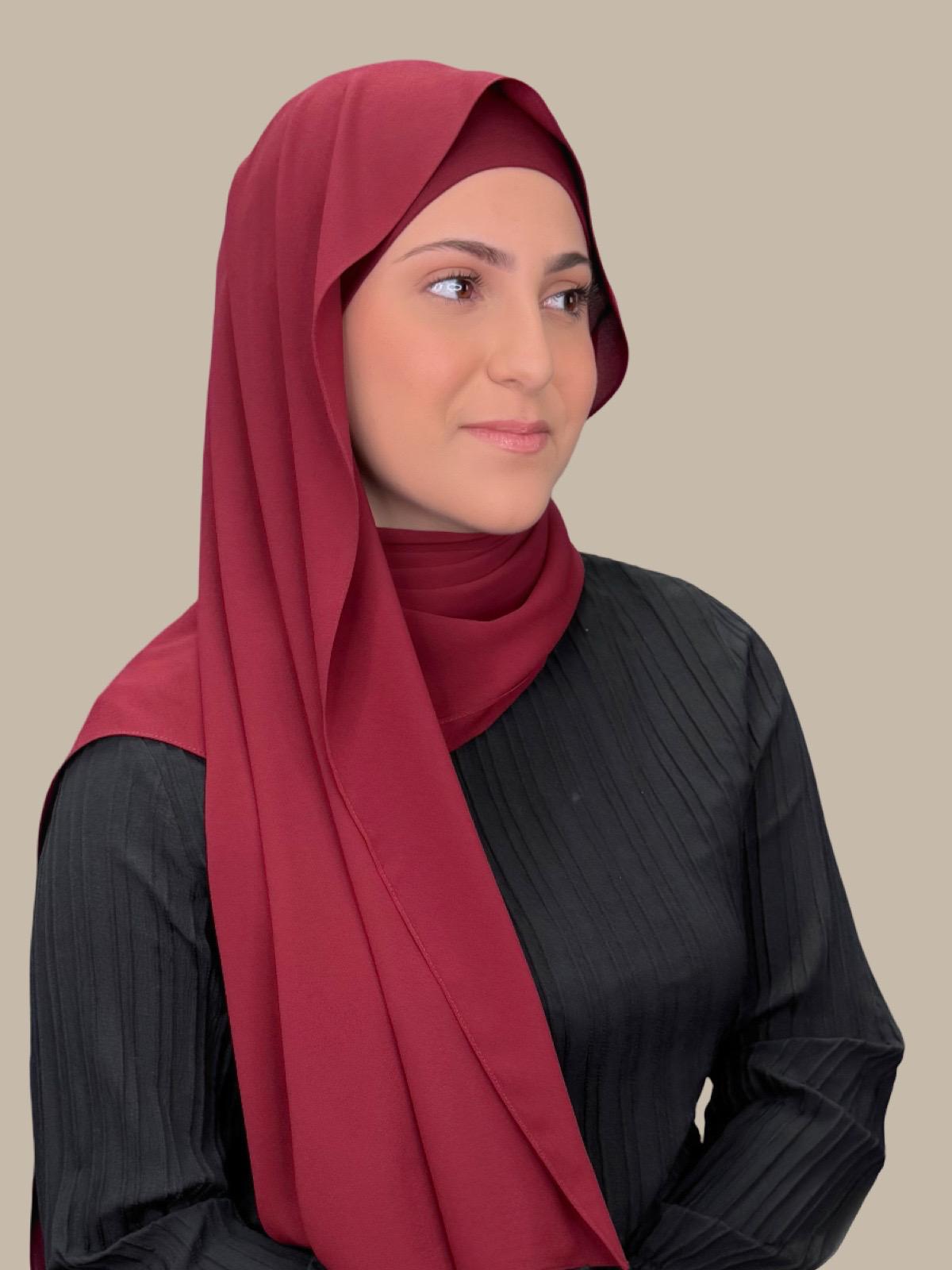 Elegant Chiffon Hijab Set for Women - Modish Mahogany Scarf & Matching Outfit - Perfect for Daily Wear, Work, and Special Occasions