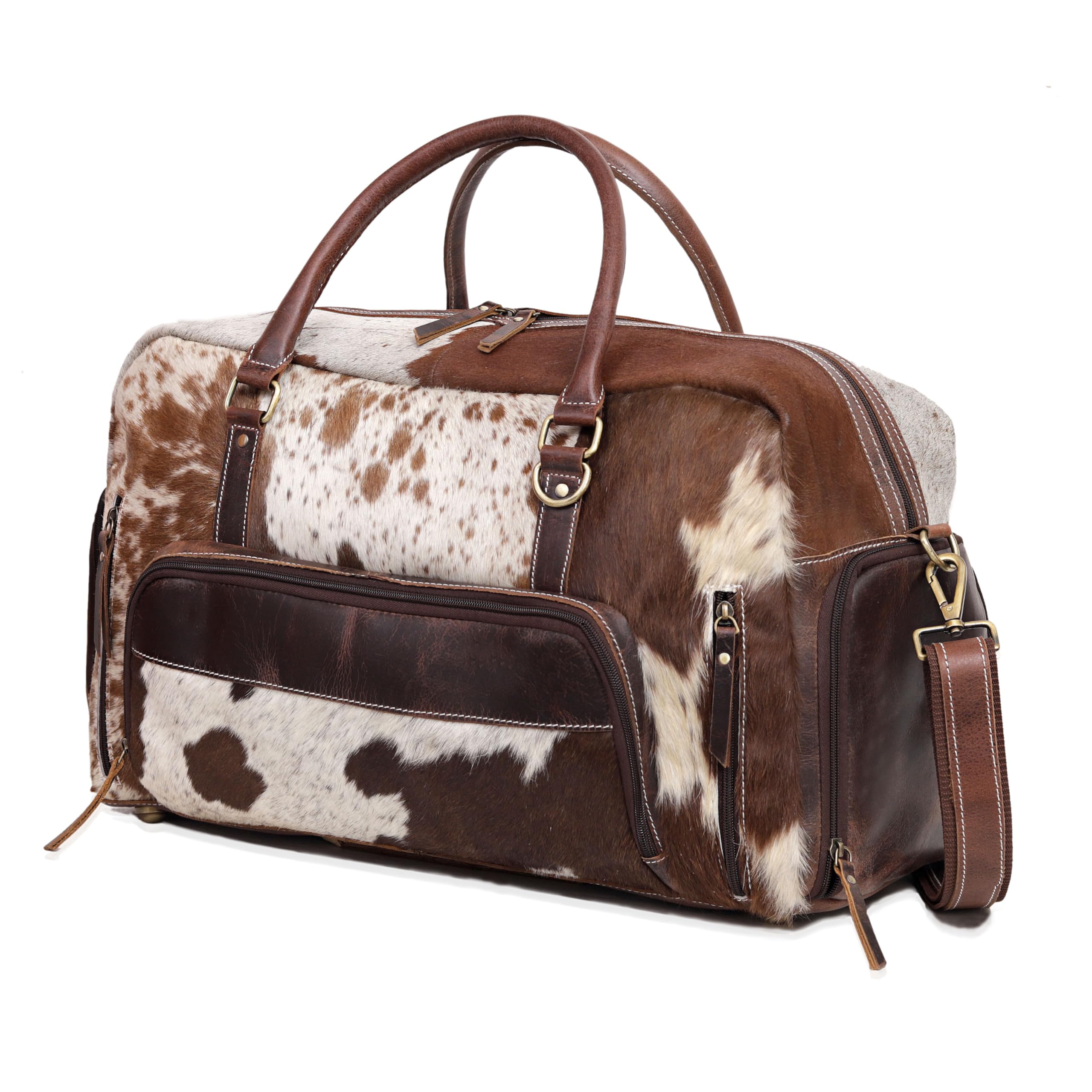 Premium Cowhide Duffel Bag - Large Unisex Travel Bag with Shoe Compartment | Durable Brown Leather Gym Bag for Men & Women | Perfect for Weekend Getaways, Business Trips & Sports Gear Storage (Duffel Style 2)