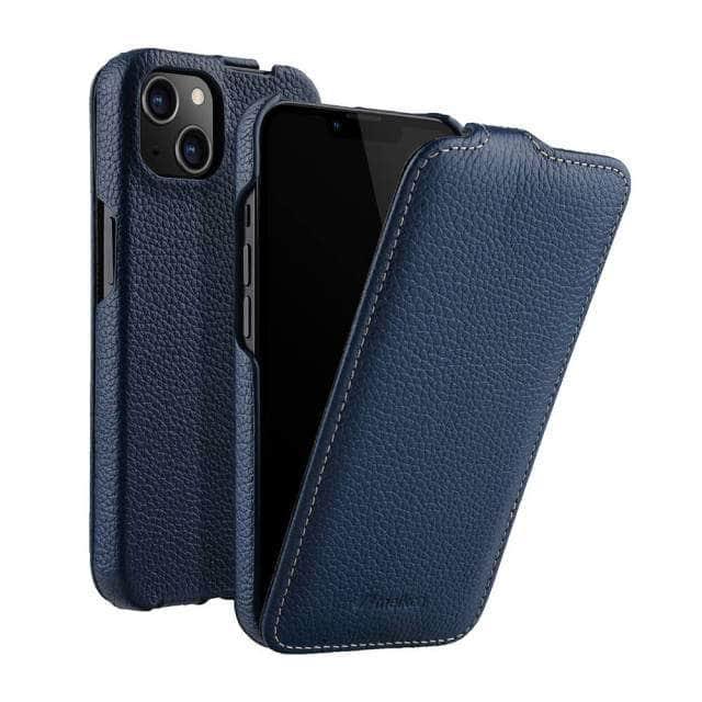 Genuine Vertical Open Business Wallet Case for iPhone 13 - Slim RFID Protection with Card Slots for Credit Cards & ID - Perfect for Work, Travel and Everyday Use