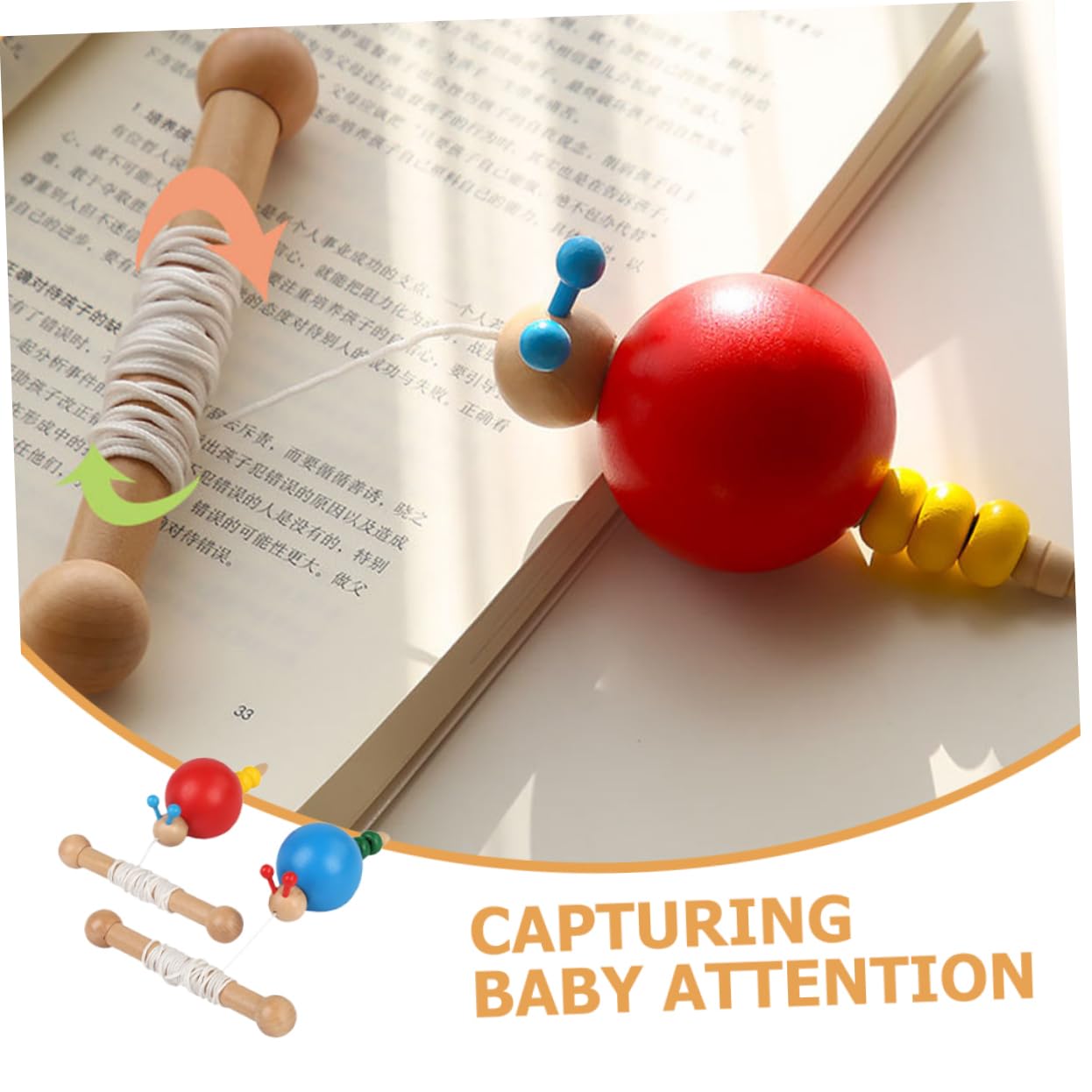 KONTONTY Wooden Pull Toy Set for Toddlers - Fun & Educational Kids Toys for Early Learning & Motor Skills Development - Perfect for Indoor Play, Outdoor Activities & Birthday Gifts