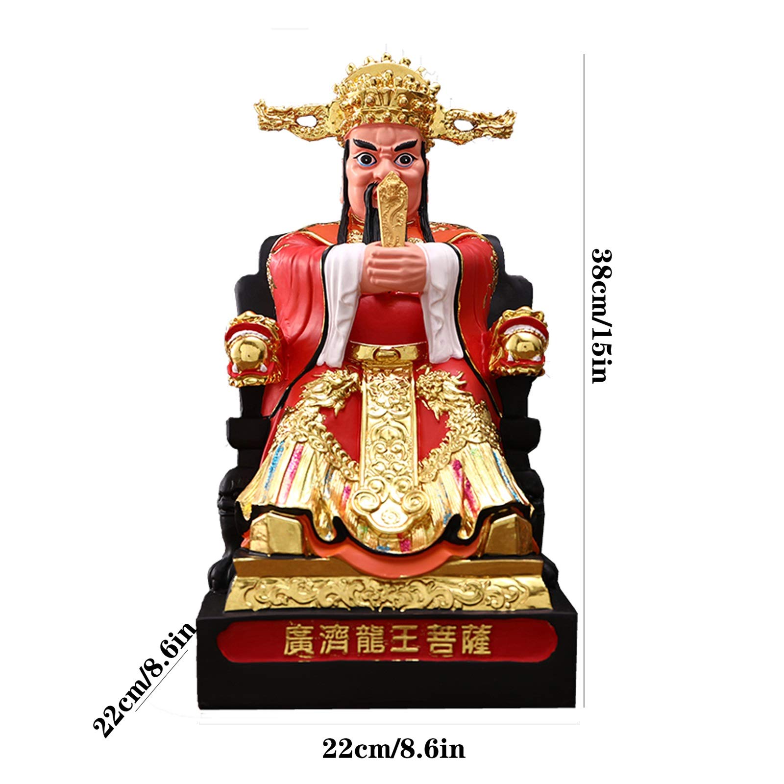 Hand-Carved 15-Inch Lucky Buddha Statue - Feng Shui Home Decor, Resin Dragon God Sculpture for Good Fortune & Positive Energy | Perfect for Meditation Rooms, Office Desk & Spiritual Gifts