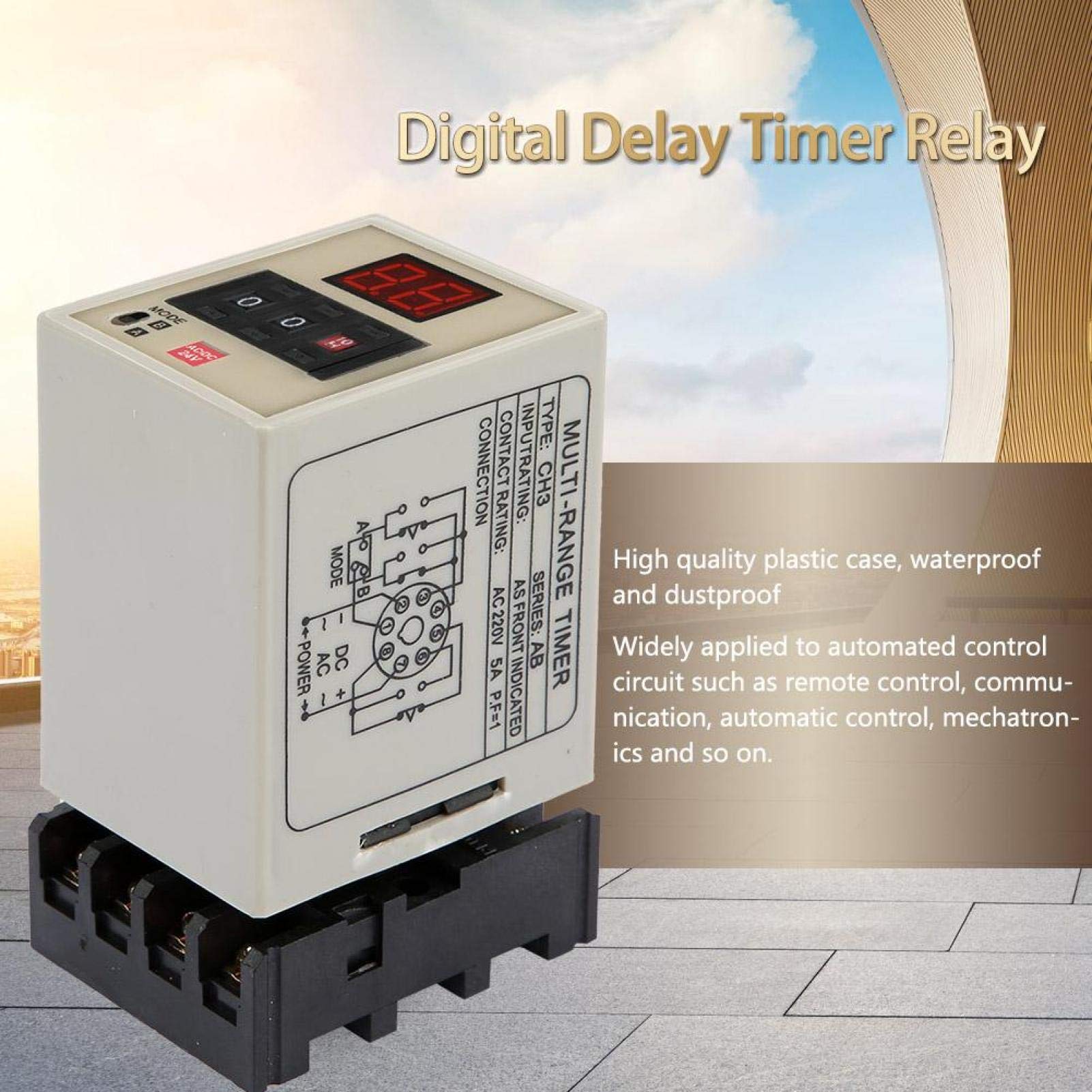 AH3-DM 0.01S-99H Digital Delay Timer Relay with LED Display - 24V AC/DC - Perfect for Industrial Automation, HVAC Systems, and Electrical Control Panels