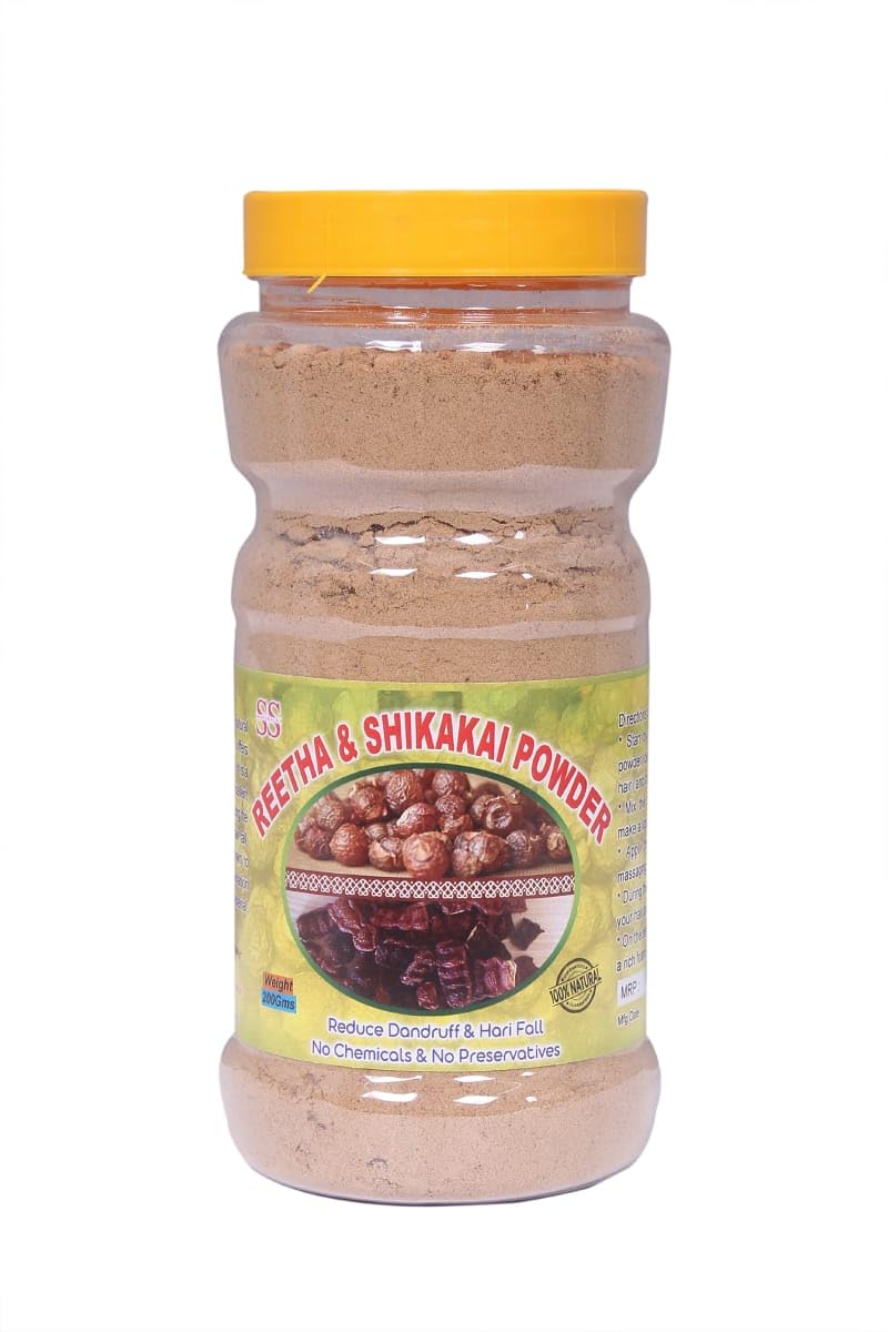 100% Natural Reetha & Shikakai Powder for Hair Growth - Chemical Free, No Preservatives or Pesticides - Hair Strengthening Mask for Silky Smooth Hair (200g) - Perfect for DIY Hair Treatments & Ayurvedic Hair Care Routines