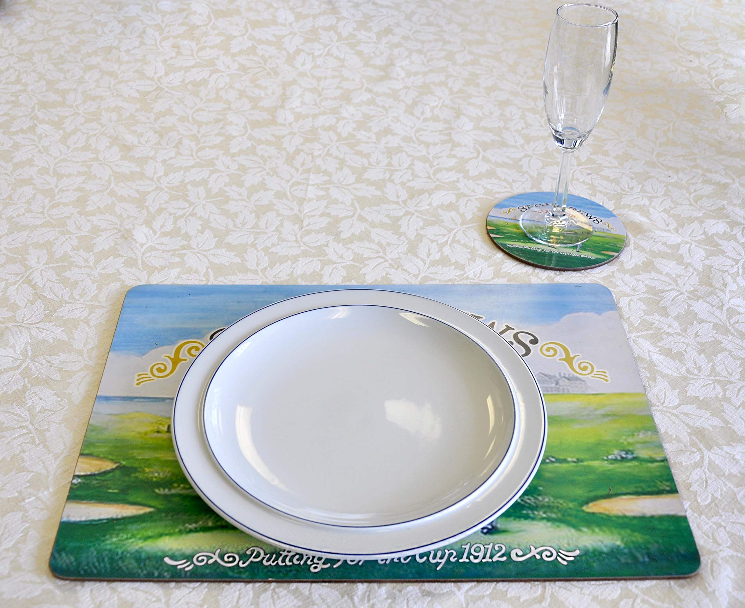 NAVIKA St. Andrews Golf Placemats - Premium Golf-Themed Table Mats for Dining & Game Room Decor - Perfect for Golf Lovers, Home Entertaining & Man Cave Accessories