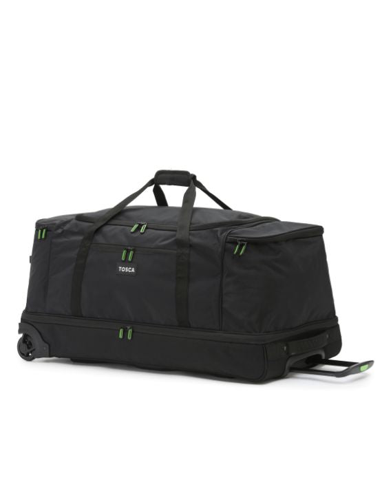 Tosca TCA798TWJ 85cm Wheeled Split Compartment Duffle Bag - Black, Grey, Lime - Perfect for Travel, Gym & Sports Gear Storage