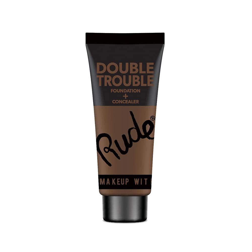 Rude Double Trouble Foundation & Concealer in Fair - Full Coverage Makeup for Flawless Skin - Perfect for Everyday Wear & Special Occasions