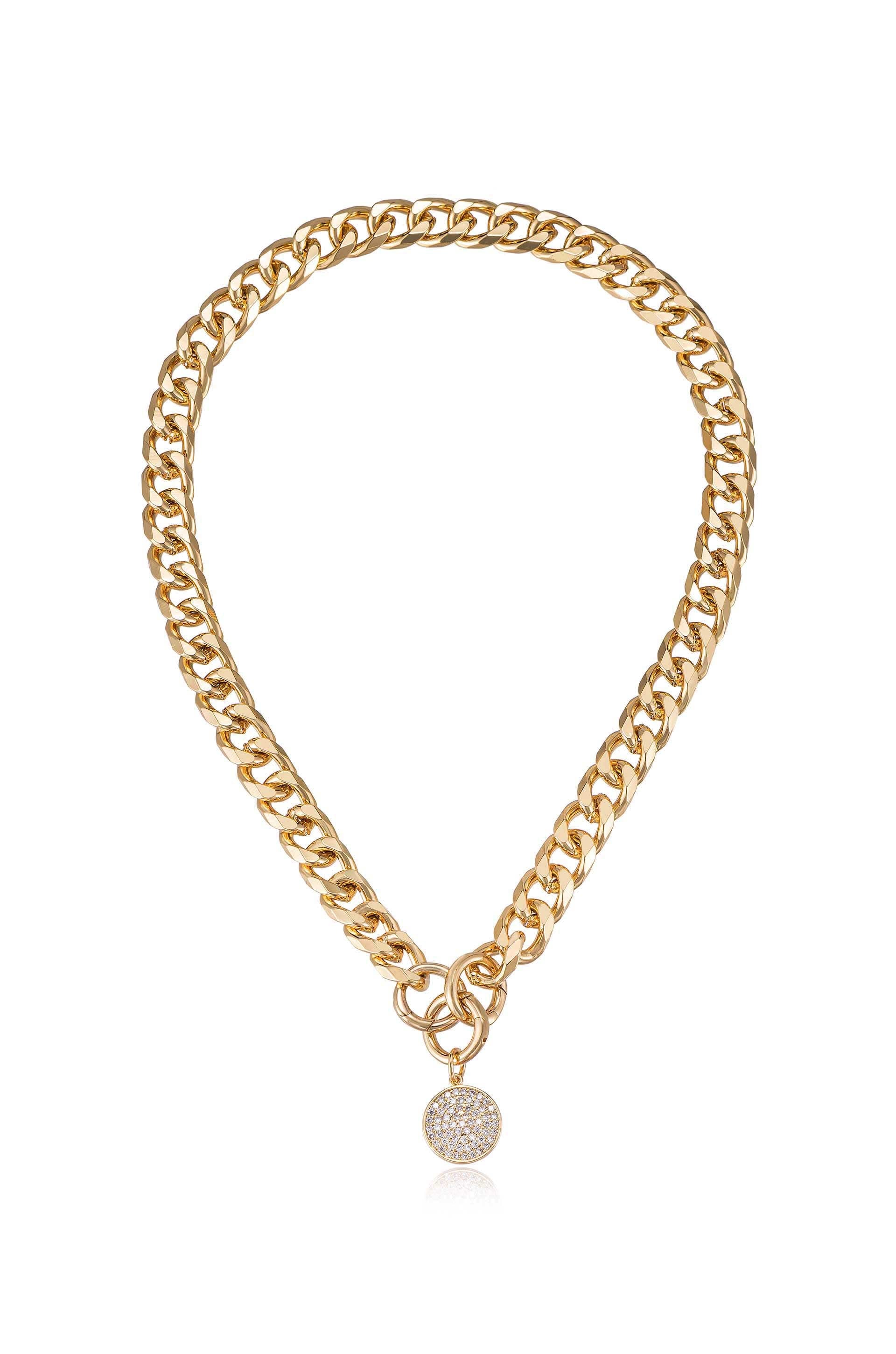 Crystal Disc Charm and Chain Necklace - Elegant Dainty Jewelry for Women | Perfect for Everyday Wear, Date Nights & Special Occasions