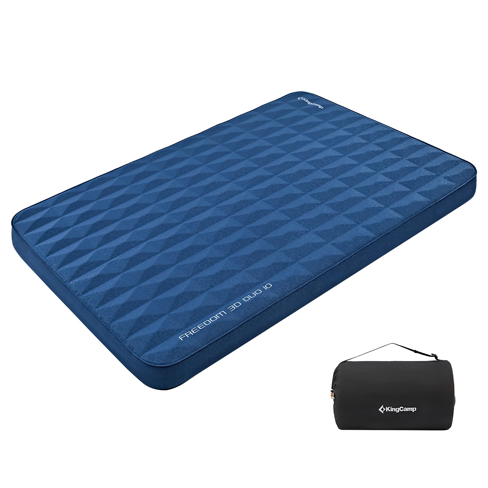 KingCamp Self-Inflating Camping Sleeping Pad with Built-in Pillow - Ultralight, Durable Air Mattress for Backpacking, Hiking & Outdoor Adventures (4 Sizes: Single/Double) - Perfect for Tents, RVs & Car Camping