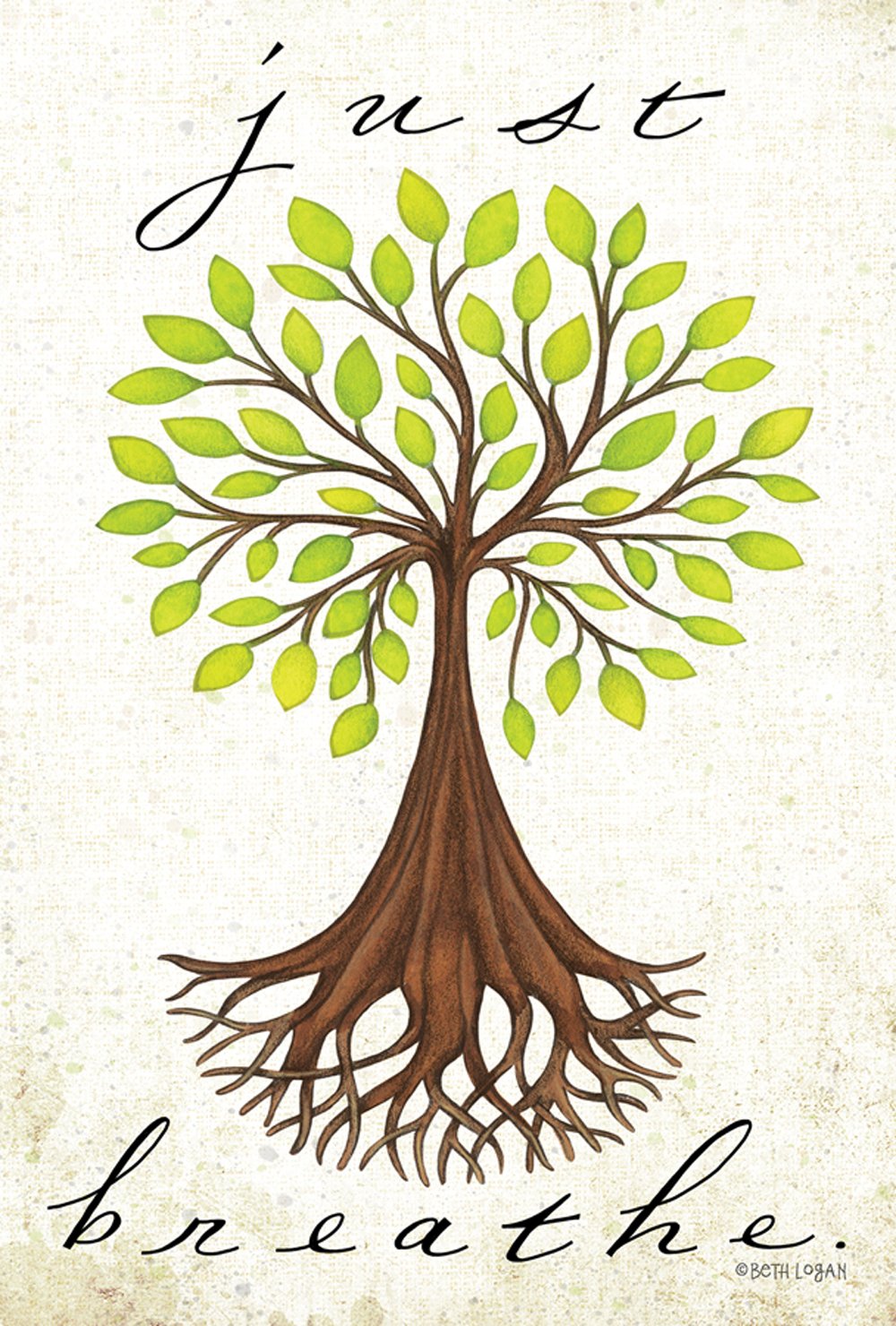 Toland Home Garden 'Just Breathe' 12.5x18 Inch Inspirational Earth Tree Roots Decorative Garden Flag - Perfect for Outdoor Yard Decor, Patio & Front Porch Display