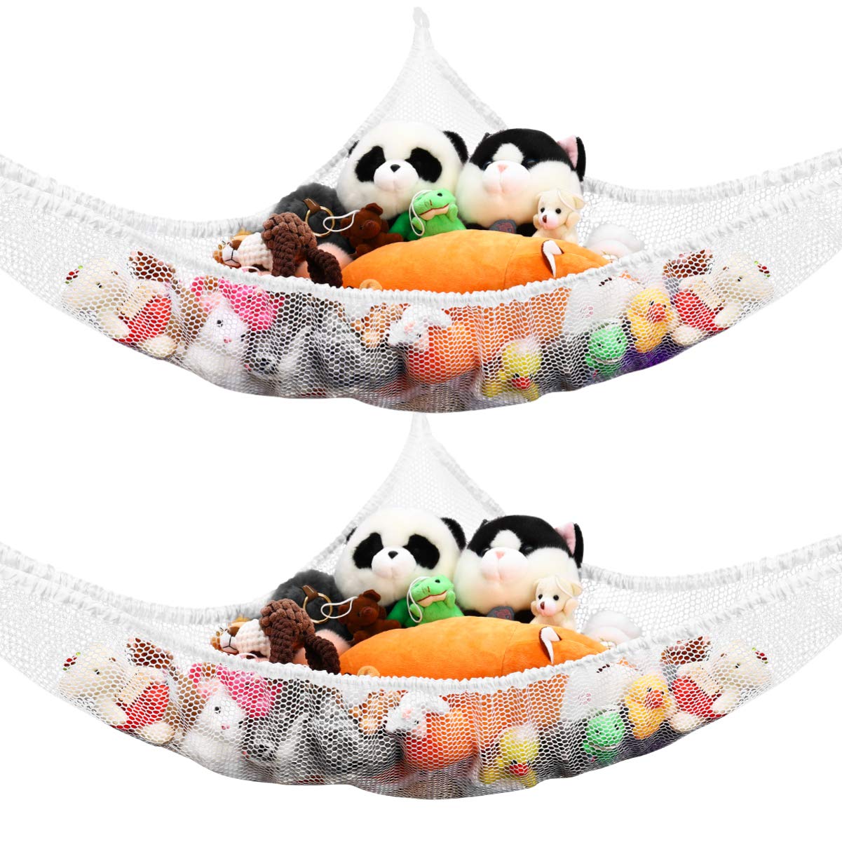 Cabilock 2-Pack Plush Toy Storage Net Hammock - Mesh Organizer for Stuffed Animals, Kids Room Decor & Toy Storage Solution - Perfect for Nursery, Playroom, and Bedroom Organization (Girls & Boys Toys)
