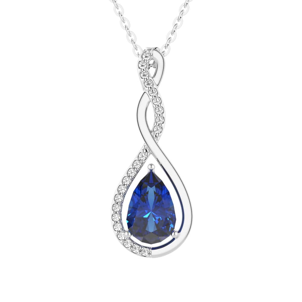 1.61 CT Twisted Infinity Floating Blue Sapphire Drop Pendant Necklace | Elegant Jewelry Gift for Women | Perfect for Weddings, Anniversaries & Special Occasions