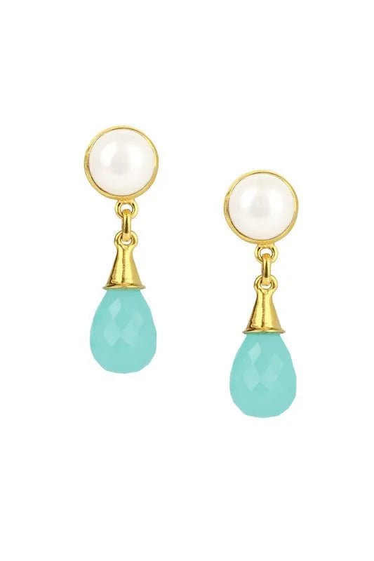 Blue Drop Gold Plated Dangle Earrings for Women - Elegant Party & Wedding Jewelry Gift