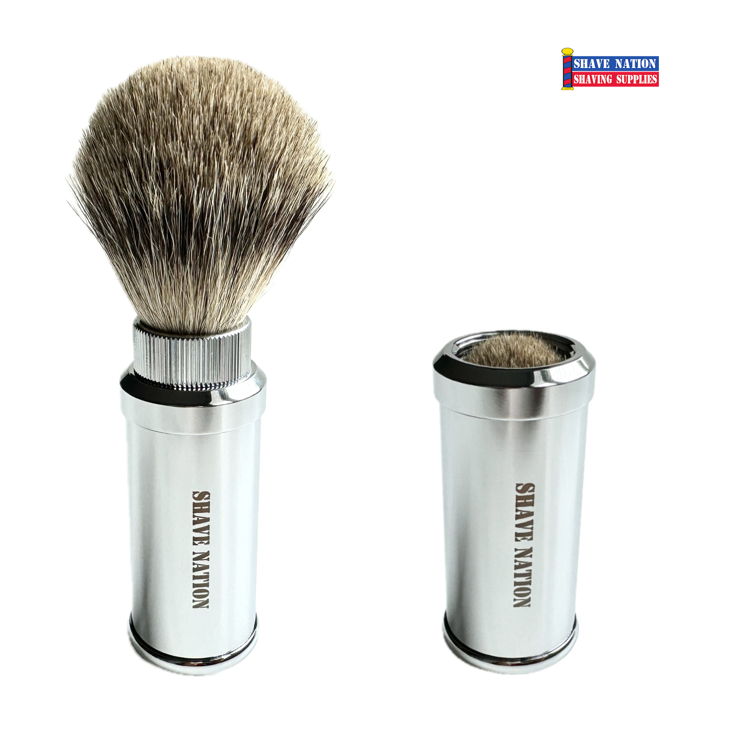 Premium Pure Badger Hair Shaving Brush with Chrome Travel Case - Compact & Portable for Men's Wet Shaving at Home or On The Go