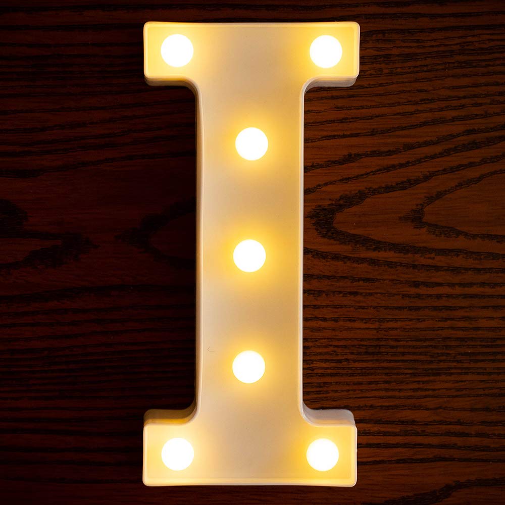 LED Letter Lights - Battery Powered Light Up Letters for Home Decor, Wedding, Birthday Party & Christmas (I) - Perfect for Night Lights, Bar Signs & Festive Decorations