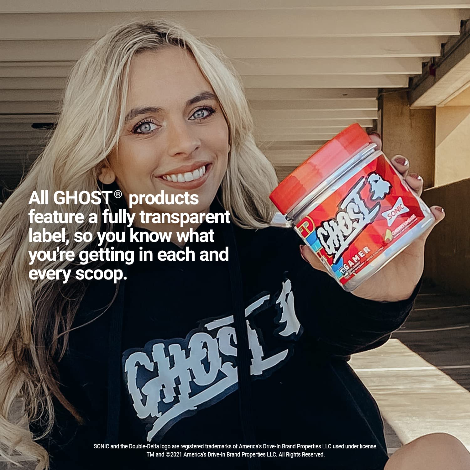 GHOST Gamer Energy Drink Powder - Sonic Cherry Limeade Flavor | 40 Servings of Natural Caffeine & Nootropics for Focus, Accuracy & Reaction Time | Vegan, Gluten-Free Supplement | Perfect for Esports, Gaming Sessions & Work Productivity
