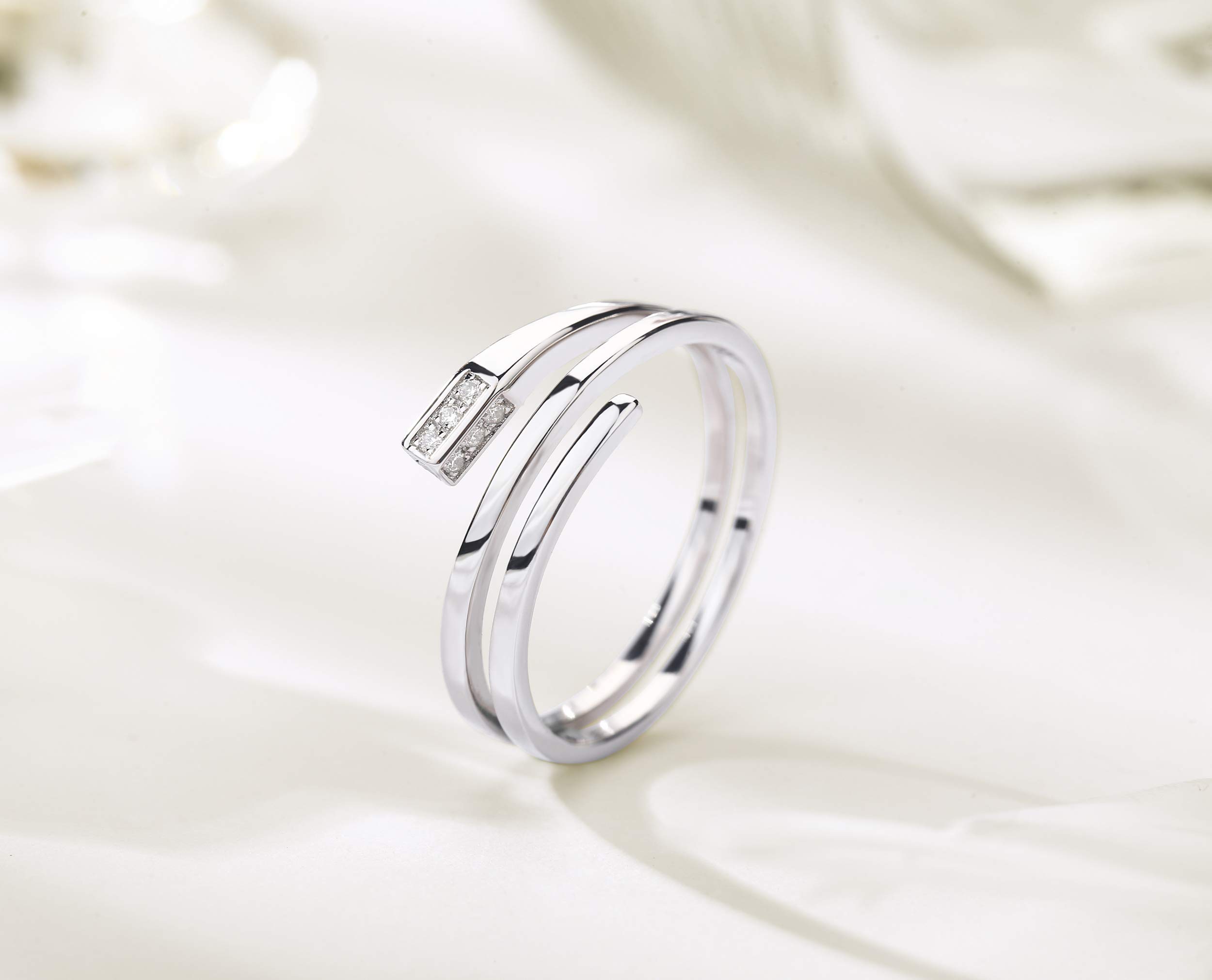 14K White Gold Rectangle Engagement Ring with Diamond - Minimalist Wedding Band, Handmade Promise Ring, April Birthstone Jewelry - Perfect for Proposals, Anniversaries, and Special Occasions