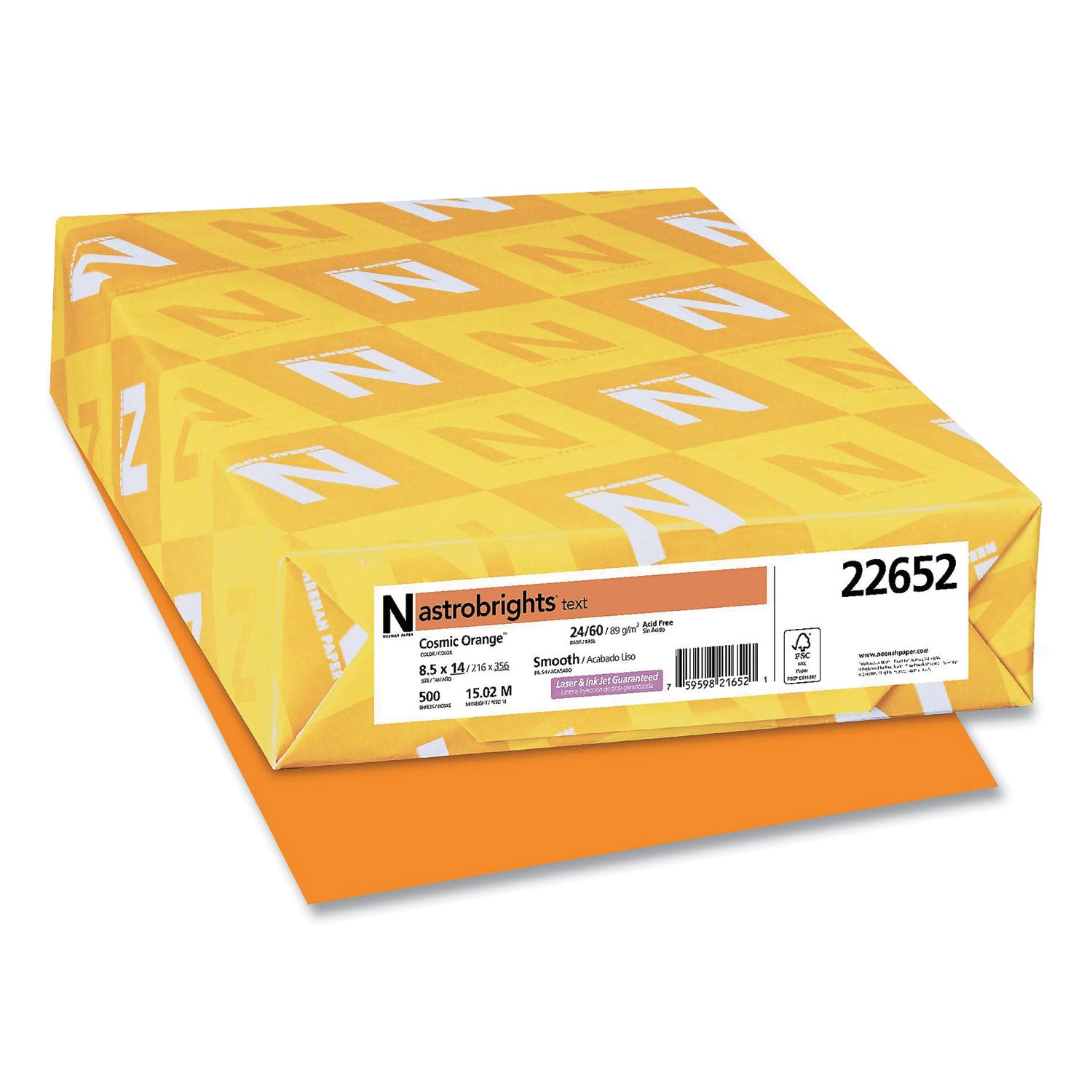 Astrobrights® Cosmic Orange Colored Paper - 24 lb Bond Weight, 8.5 x 14 Inches, 500 Sheets per Ream - Perfect for School Projects, Office Documents & Creative Crafts